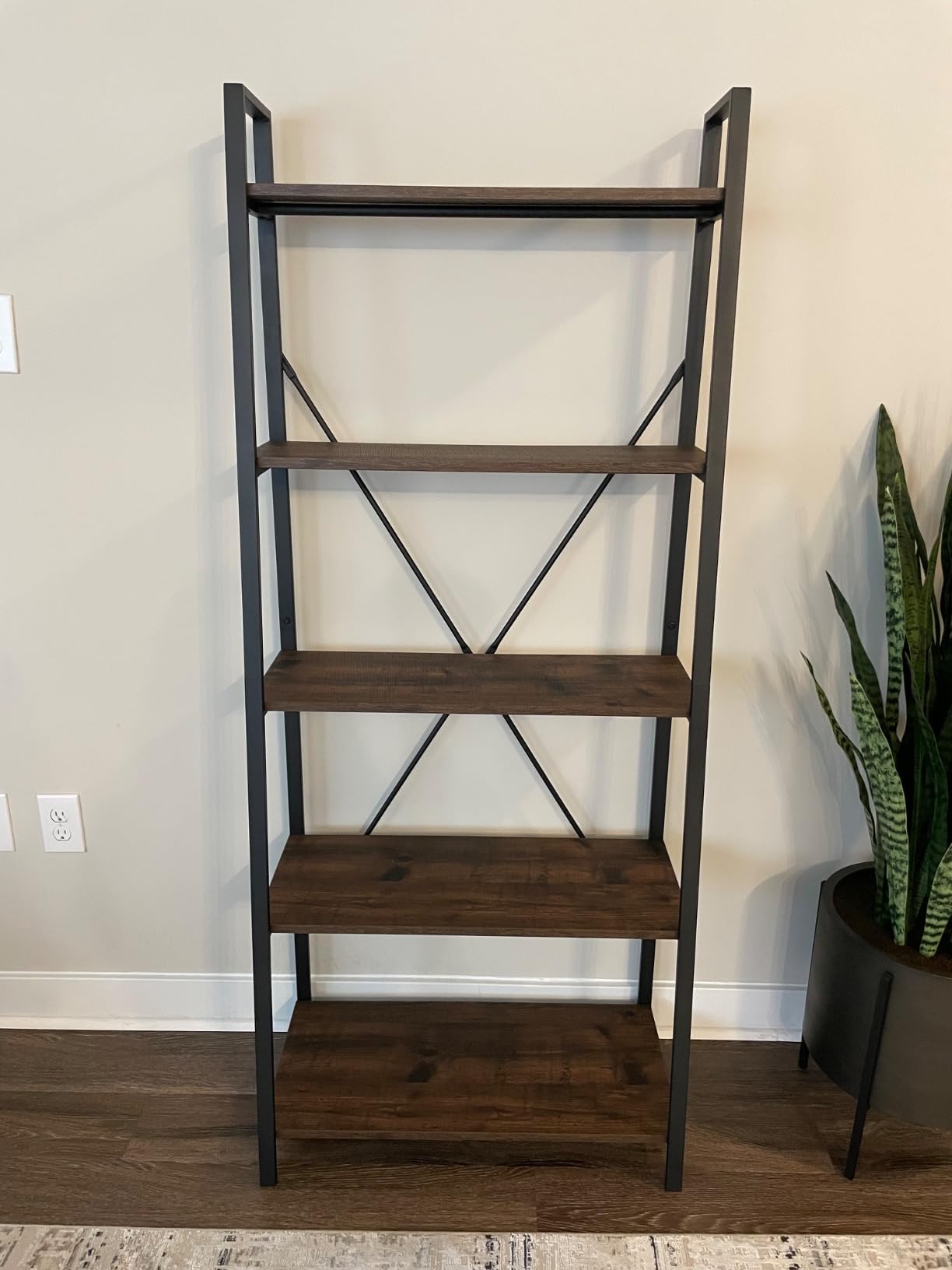 BON AUGURE 5 Tier Ladder Shelf, Industrial Bookshelf, Living Room Shelves customer photo 2