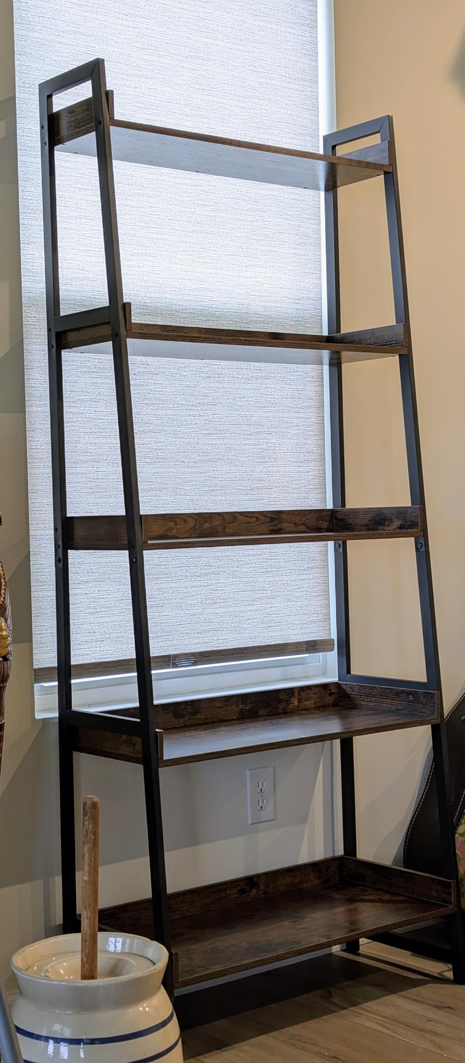 IRONCK Ladder Shelf 5-Tier 74.8in Tall, Industrial Bookcase and Bookshelf | MDF and Metal Frame. Edge Baffles. 33 lbs Per Shelf. Wall Mount. Anti-tip Device. for Office, Bathroom, Living Room. customer photo 1