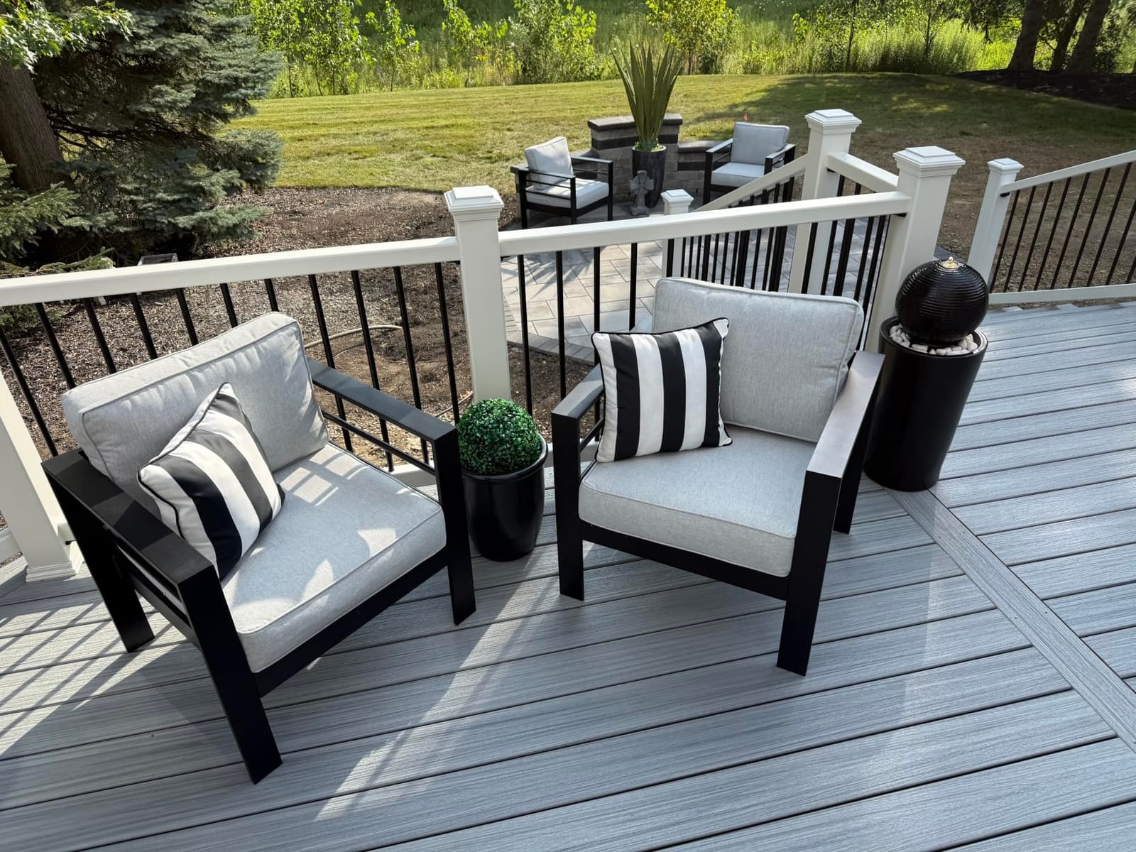 LayinSun Outdoor Aluminum Furniture Set with Fire Pit Table, 5 Pieces Patio Sectional Conversation Chat Sofa Modern Seating Set customer photo 1
