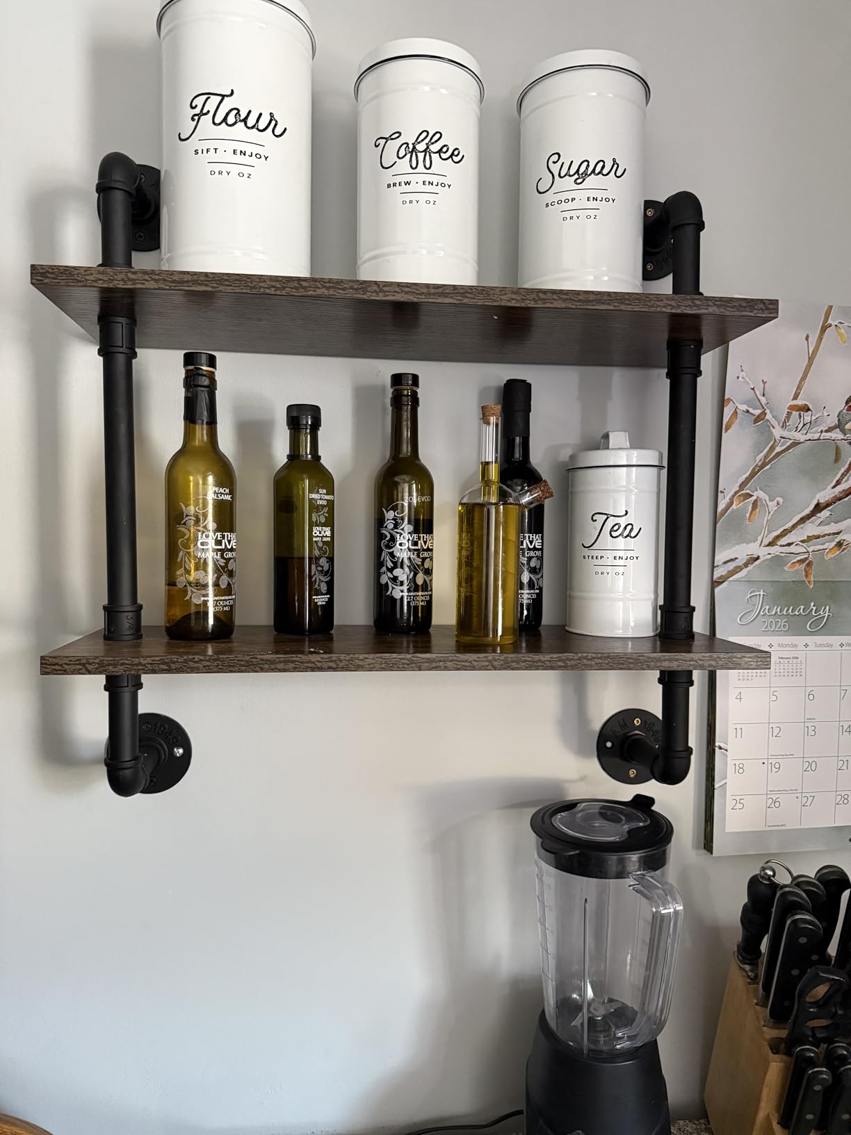 Merapi 2 Tier Rustic Floating Shelves Industrial Pipe Floating Shelf | Wall Mounted for Wall, Kitchen Storage Shelves, Coffee Bar Shelf Organizer, Bathroom Wall Shelves, Living Room Wall Decor customer photo 1
