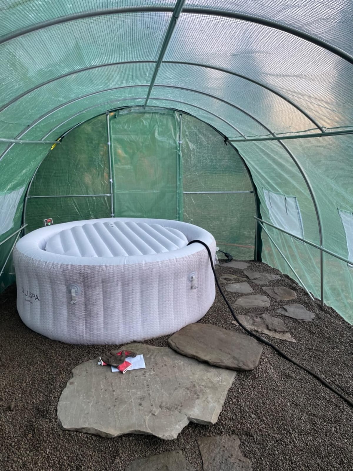 Bestway SaluSpa Cancun Energy-Efficient 2-4 Person Inflatable Hot Tub | AirJet Portable Outdoor Spa with Built-in Insulation, Freeze Shield Technology, 120 Bubble Jets, 71
