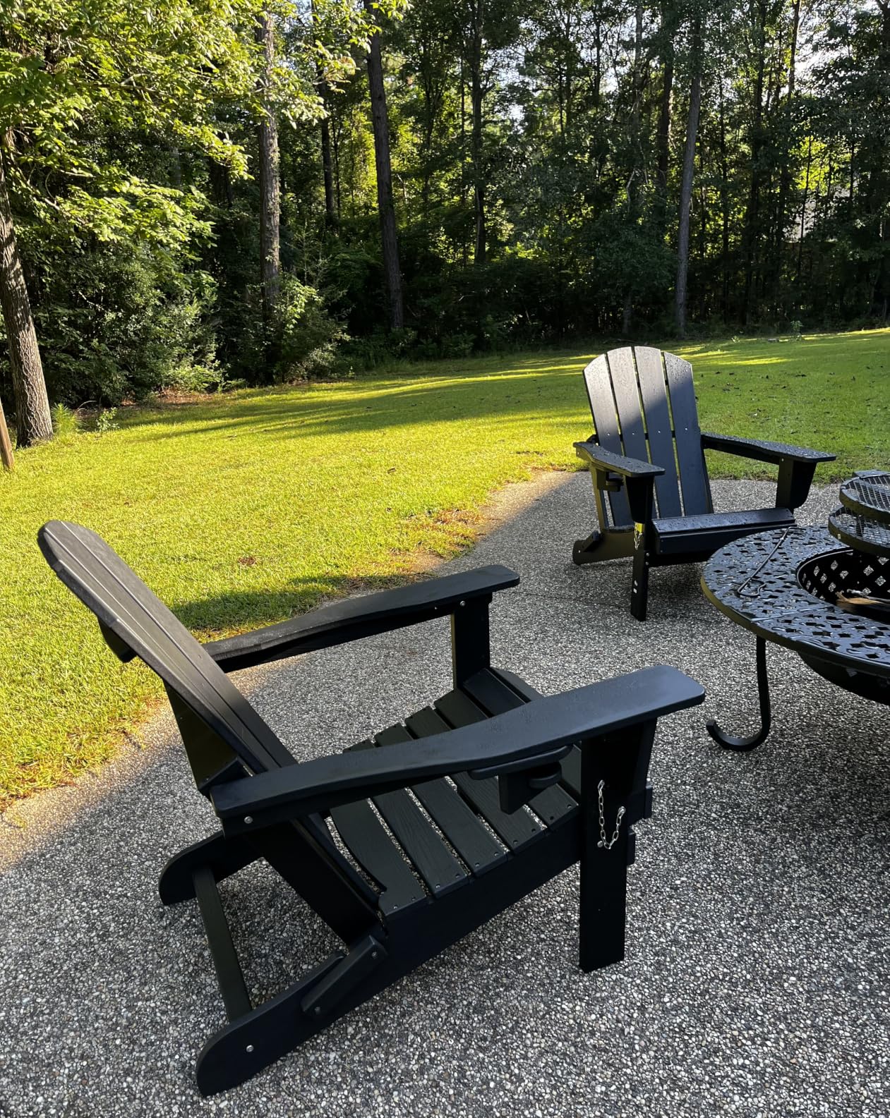 SERWALL Folding Adirondack Chair Set of 4, Adjustable with 3 Recline Positions, All Weather HDPE, Blue customer photo 2