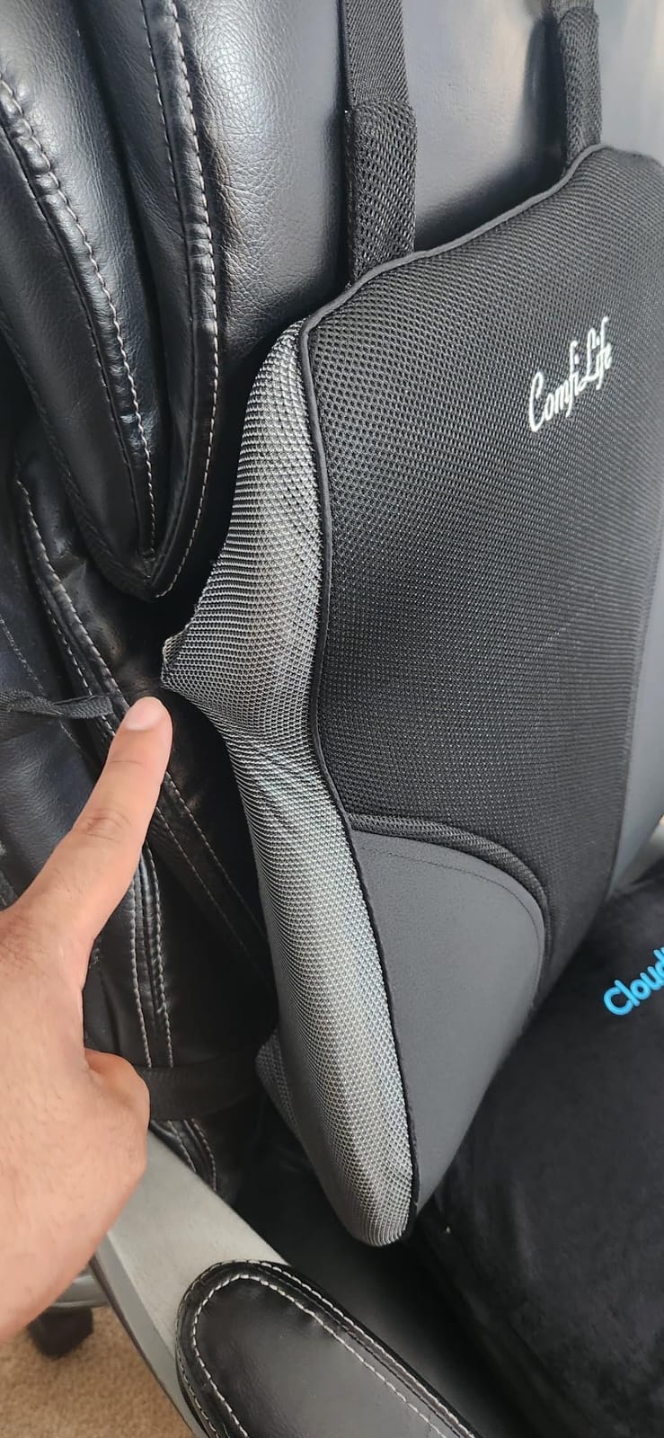 ComfiLife Lumbar Support Pillow for Office Chair - Premium Memory Foam Lumbar Pillow - Back Support for Office Chair, Car - Back Pain Relief, Improves Posture - 3 Adjustable Straps, Mesh + Leatherette customer photo 1