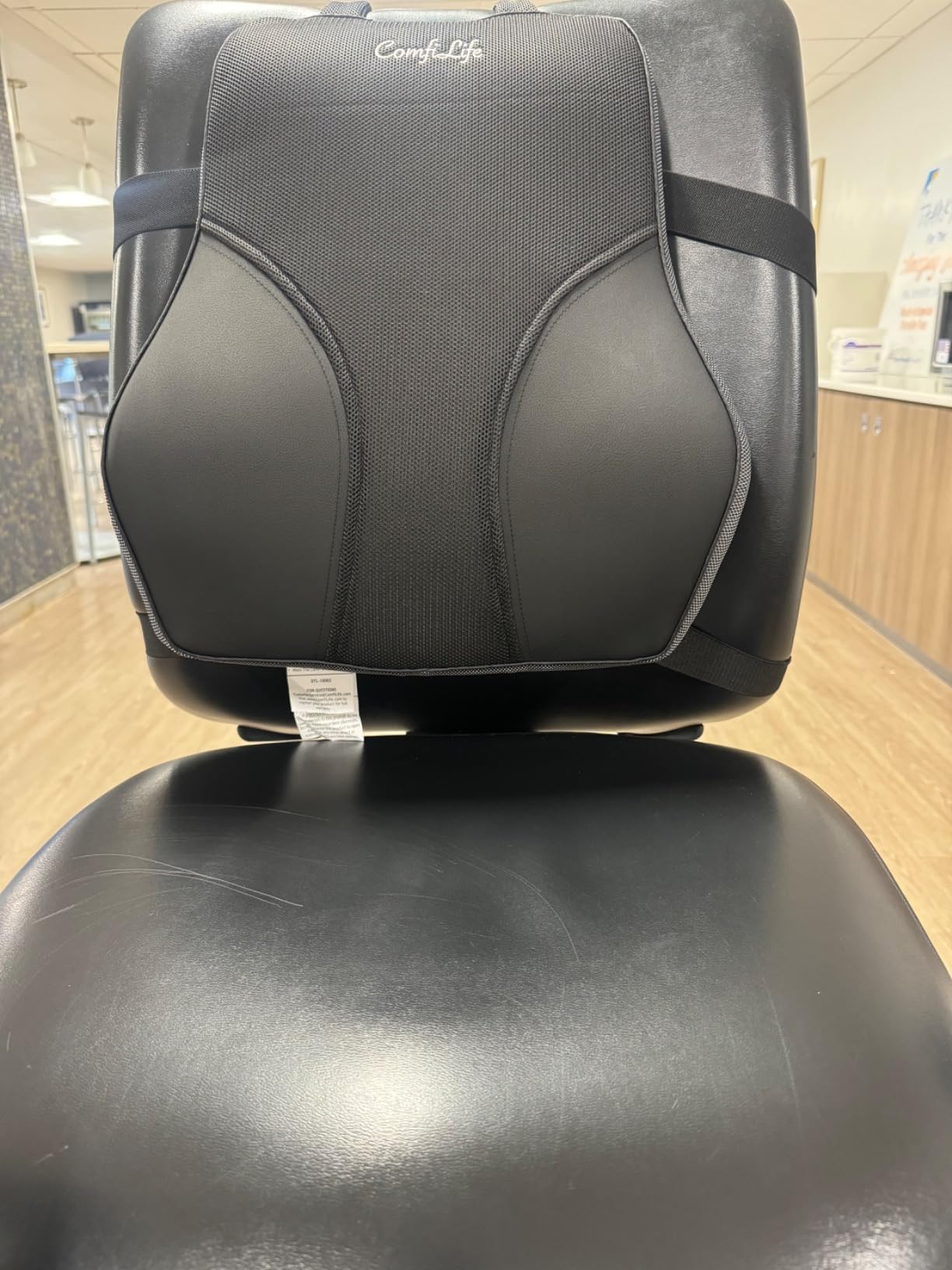 ComfiLife Lumbar Support Pillow for Office Chair - Premium Memory Foam Lumbar Pillow - Back Support for Office Chair, Car - Back Pain Relief, Improves Posture - 3 Adjustable Straps, Mesh + Leatherette customer photo 2