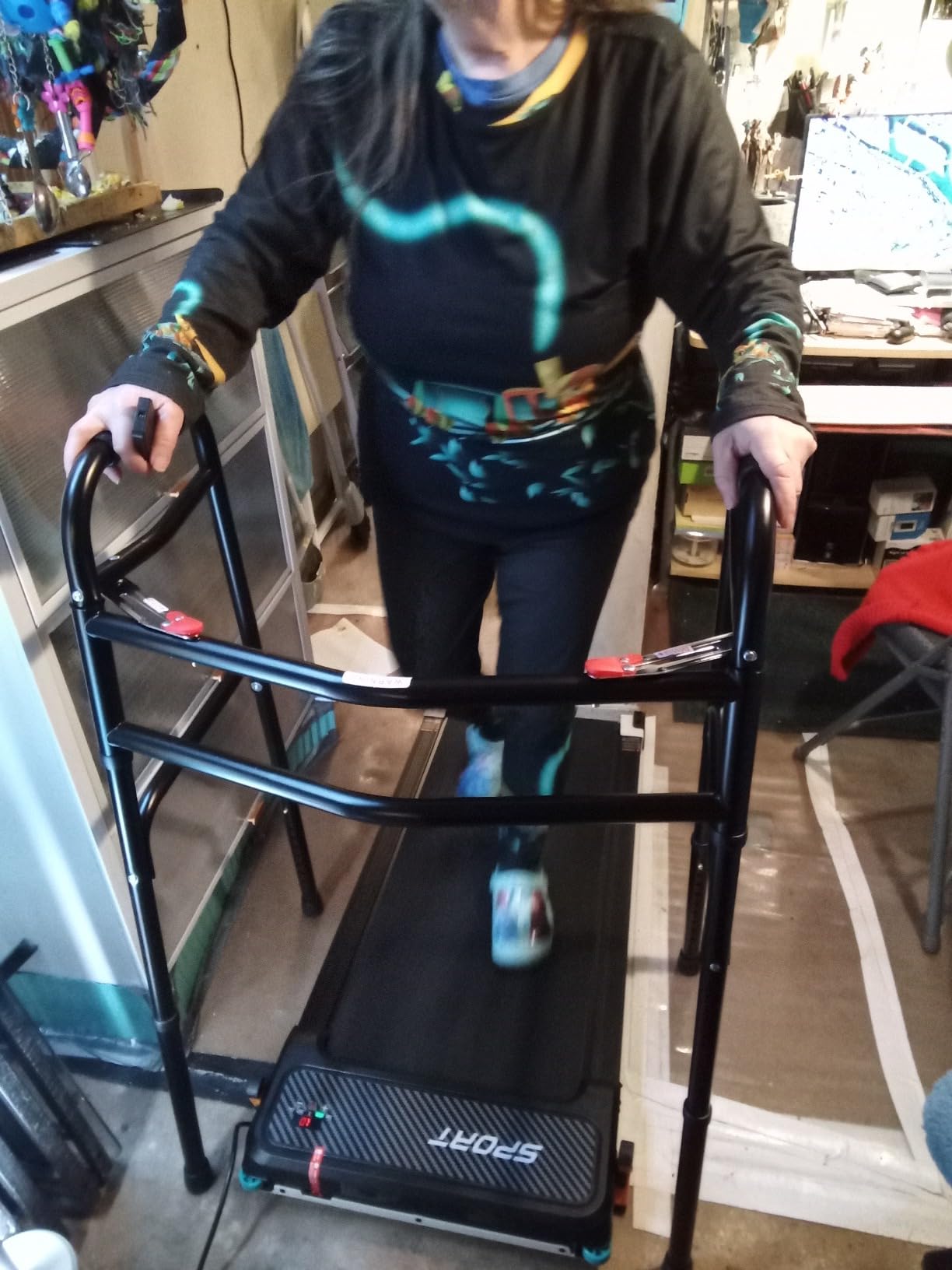 AireMed Bariatric Folding Walker Extra Wide - Skis Glides Included - Heavy Duty Steel Frame - 22