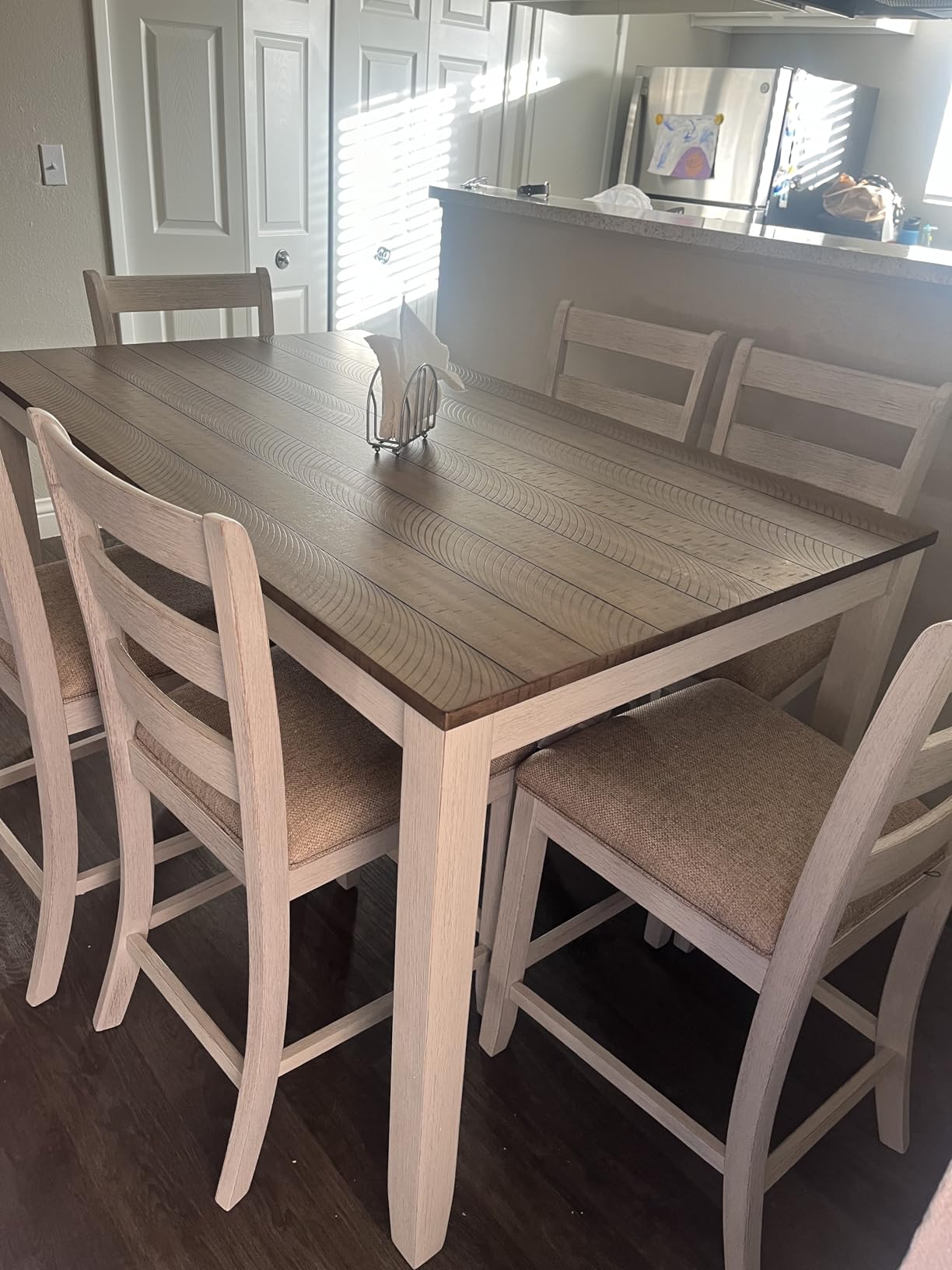 Signature Design by Ashley Caitbrook Casual Counter Height Dining Table and Upholstered Bar Stools with Nailhead Trim, Set of 7, Gray customer photo 2