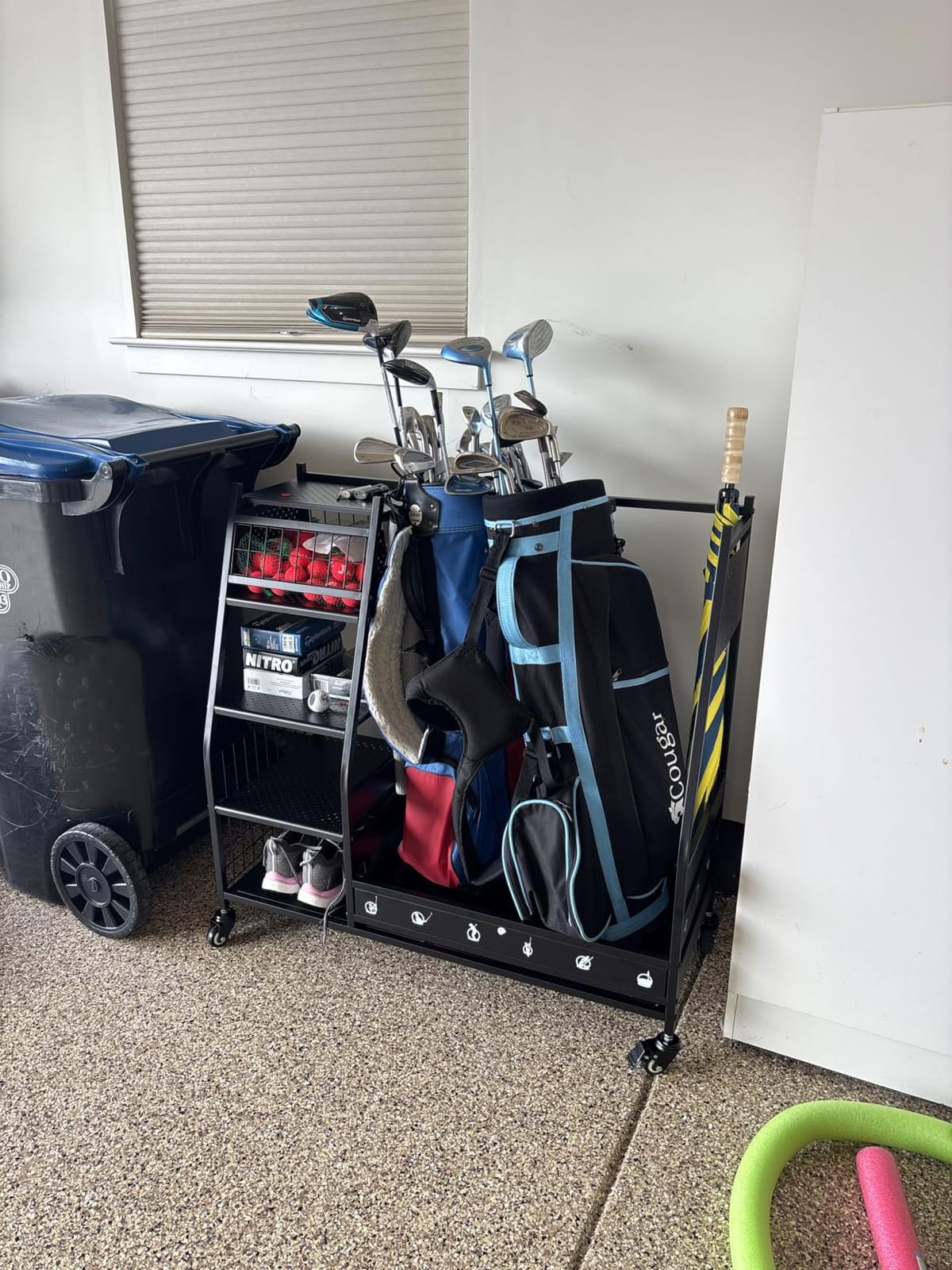Lauren&Harold Golf Bag Organizer Garage Storage, Golf Storage Rack Stand Fits 2 Golf Bags, Golf Clubs and Other Golfing Equipment Accessories, Golf Organizer for Garage, Club, Shed, Basement customer photo 2