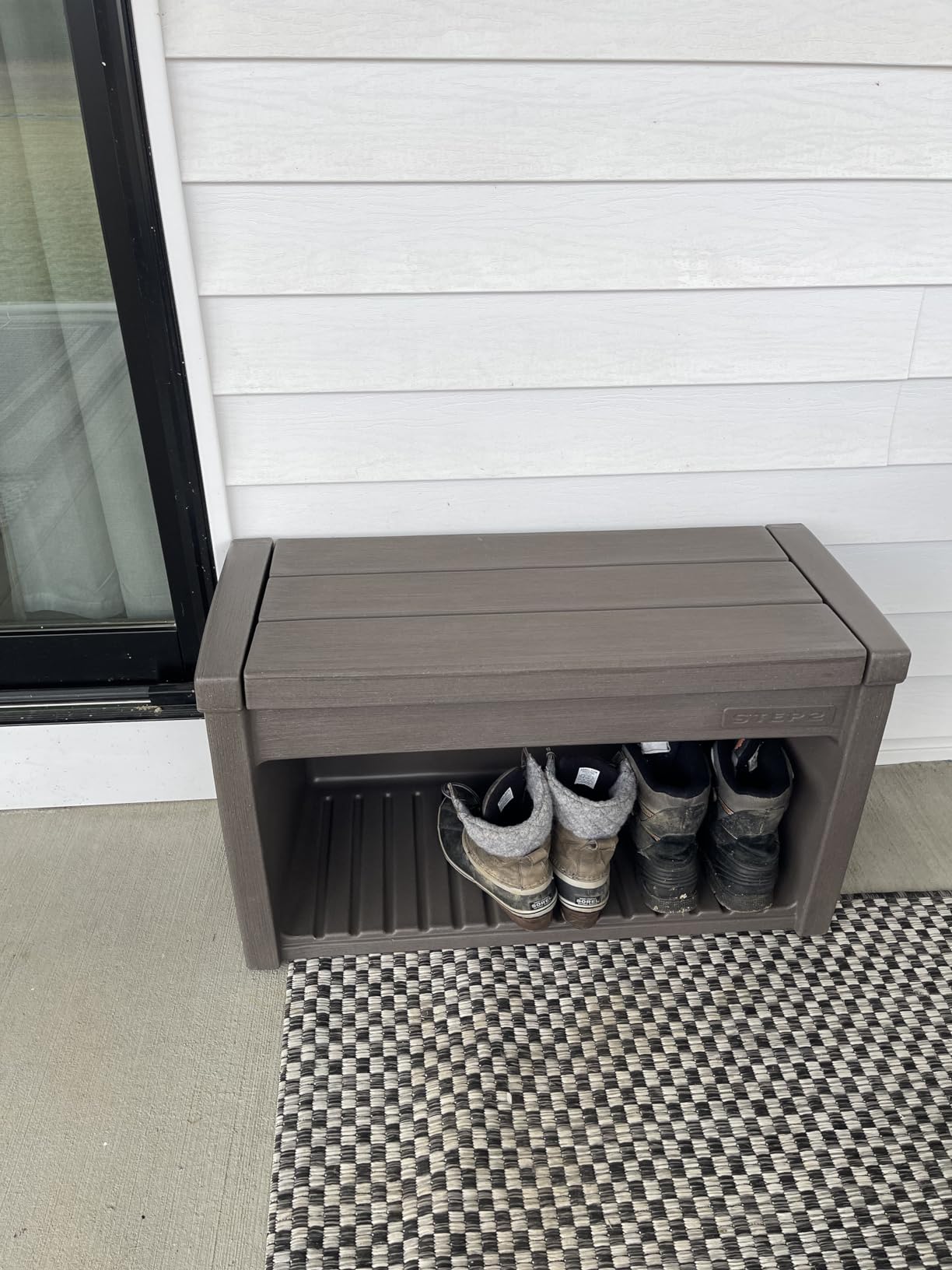 Step2 Lakewood Boot Bench, Functional Entryway Rack, Shoe Organizer Utility Bench, Garage & Mud Room Storage, Brown customer photo 2