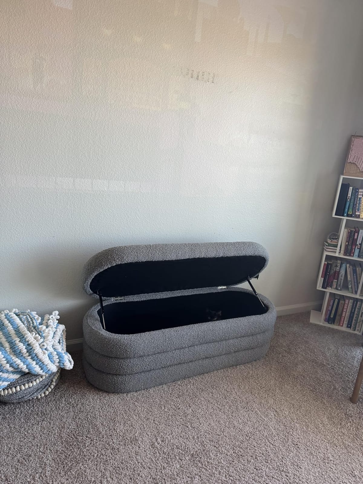 Busaurus Storage Ottoman Bench 49.2 Inch Upholstered Fabric Storage Bench for Bedroom End of Bed Aesthetic Large Oval Ottoman for Living Room Entryway (Ivory) customer photo 1