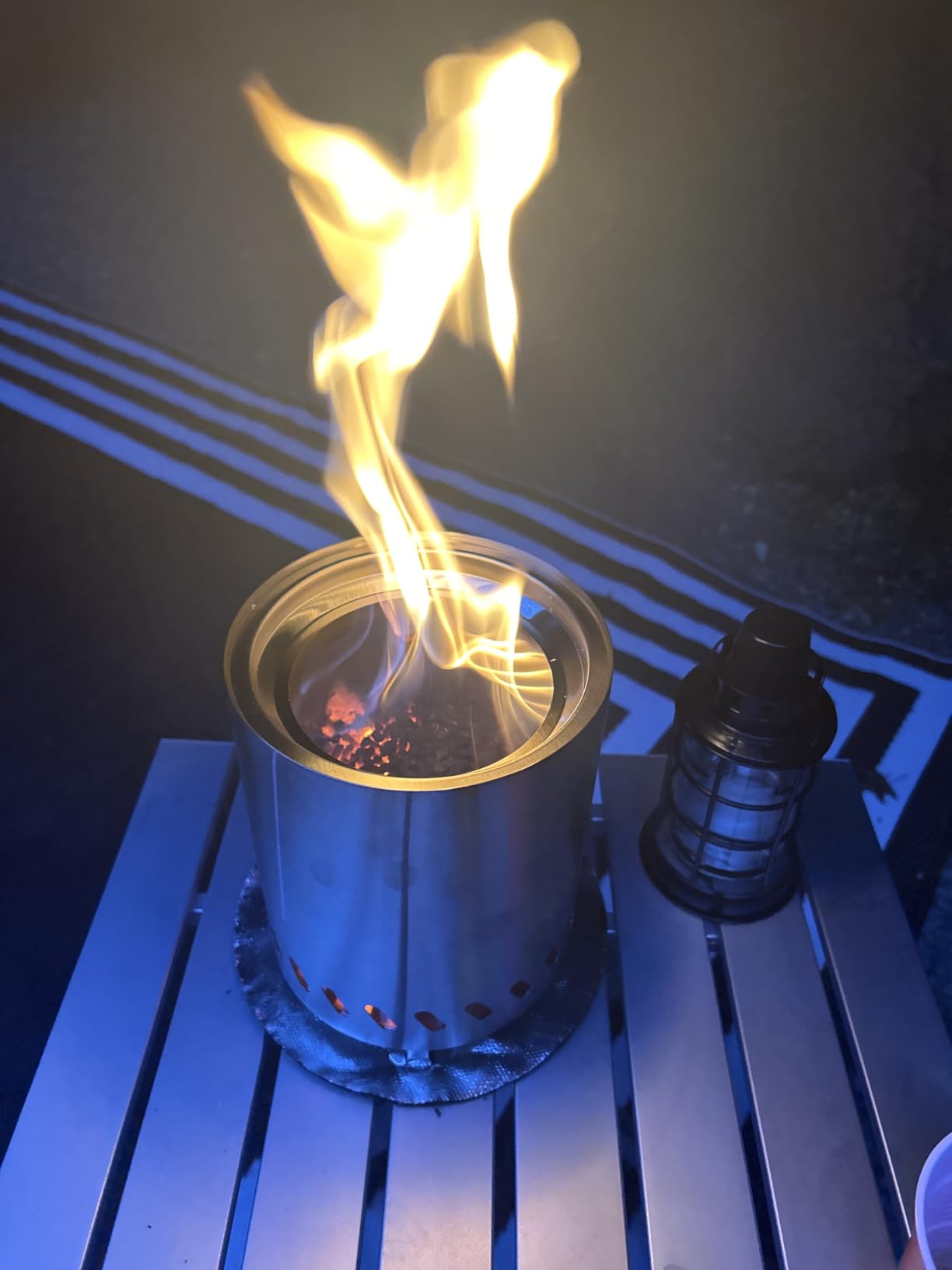9.7 x 7.1 Inch Tabletop Fire Pit by AmazStove, Low Smoke Camping Stove for Outdoor Safe Burning Firepits, Fueled Pellets or Wood, Travel Bag Included (Silver, 9.7 x 7.1 INCH) customer photo 2