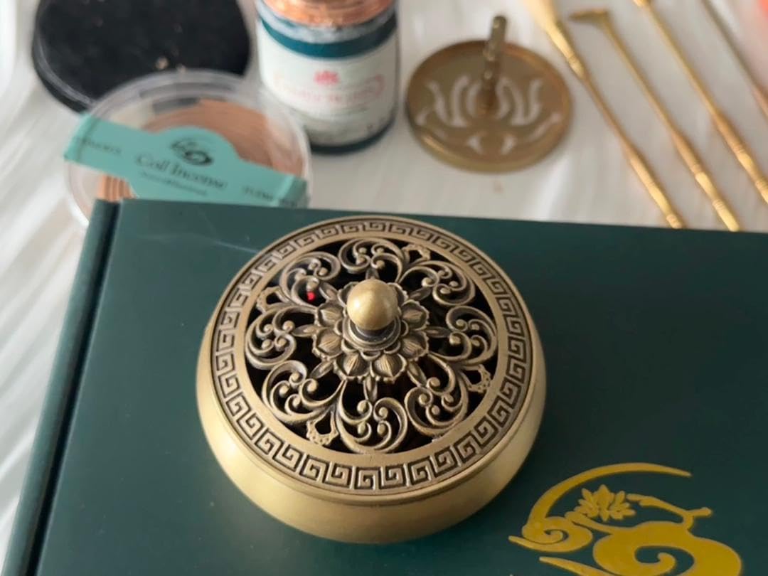 Powder Incense Burner Kit with Brass Censer, Incense Ash Tools and Mold Press Set, Complete Gift Box for Meditation, Yoga and Home Relaxation customer photo 1
