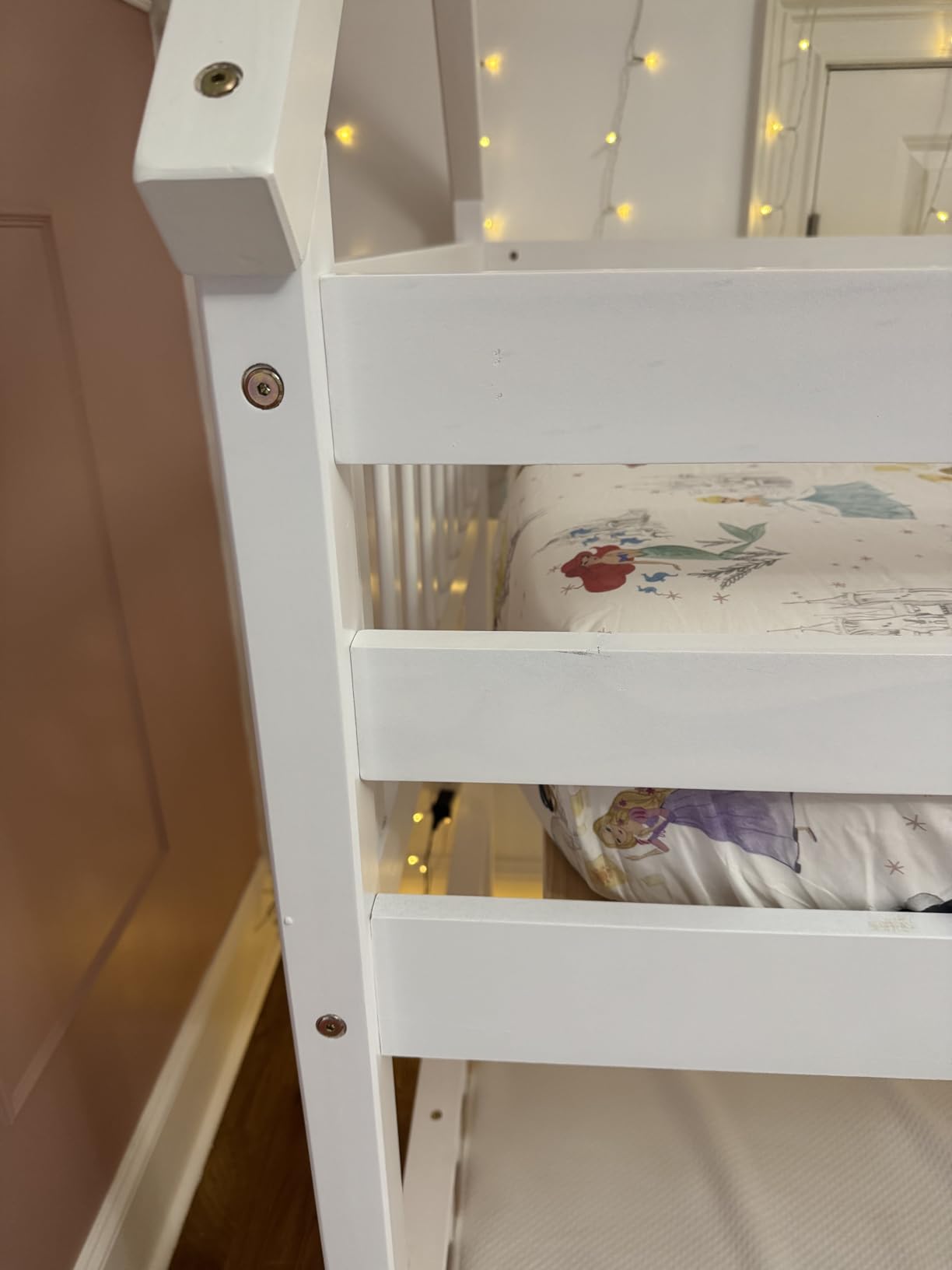 KOMFOTT Wood Twin Over Full House Bunk Bed with Built in Ladder, Solid Pine Wood Bunk Bed Frame with Safety Guardrails, House Bunk Bed Frame for Kids, Teens, Juniors, No Box Spring Needed (Grey) customer photo 1