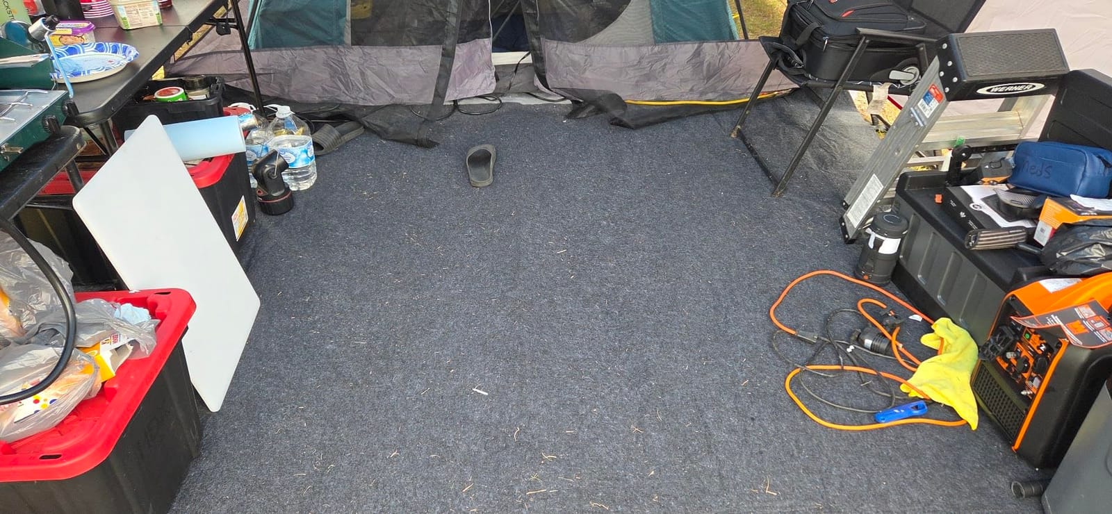 Tinideya 10 x 10 ft Tent Carpet Outdoor Rug Floor Mat Waterproof Non Slip - Camping Mat, Shed Rug, Felt PE Waterproof Backing, Washable Reusable, Foldable, Carport Patio Gazebo, Cut to Size Fit customer photo 1