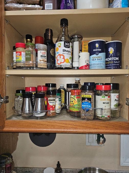 Lazy Susan Organizer Clear Turntable - 360 Rotating Spice Rack for Cabinet Pantry Kitchen Countertop Refrigerator Cupboard customer photo 1