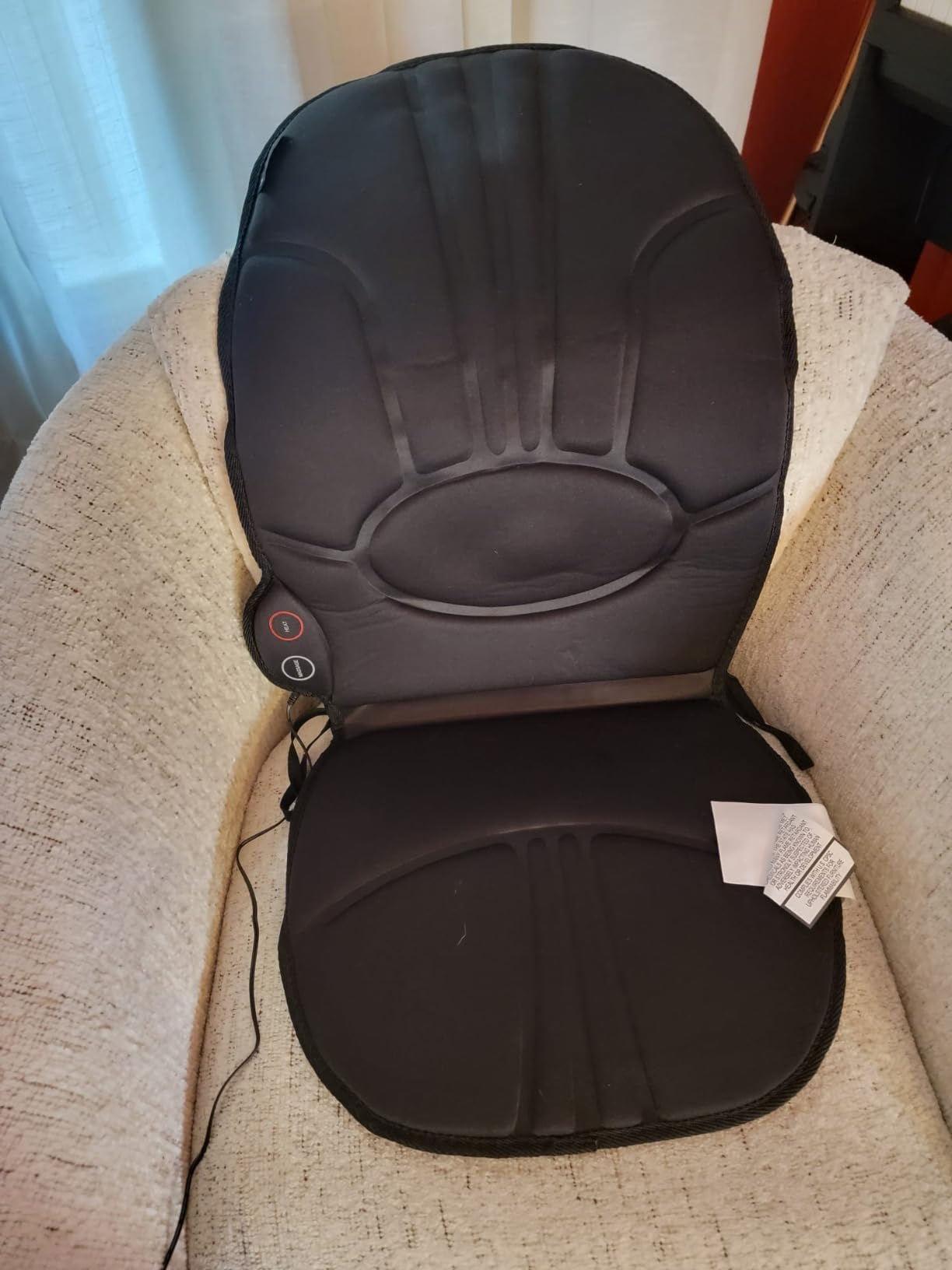 Homedics Portable Heating and Vibrating Back Massage Cushion | Portable Massage Cushion Adjustable Intensity and Integrated Straps Relaxing Massage at Home or On the Go customer photo 1
