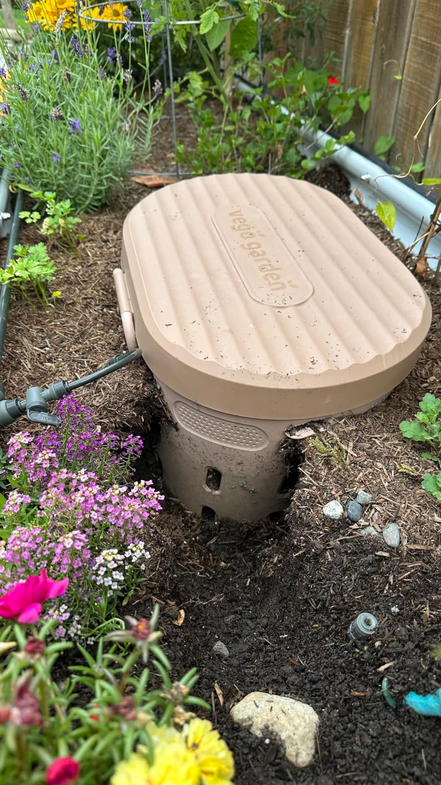Vego Garden In-Ground Worm Composter Outdoor Farm Compost Bin 7 Gallons BPA-Free Composting System for Raised Garden Beds Sage Green, Twin Pack customer photo 2