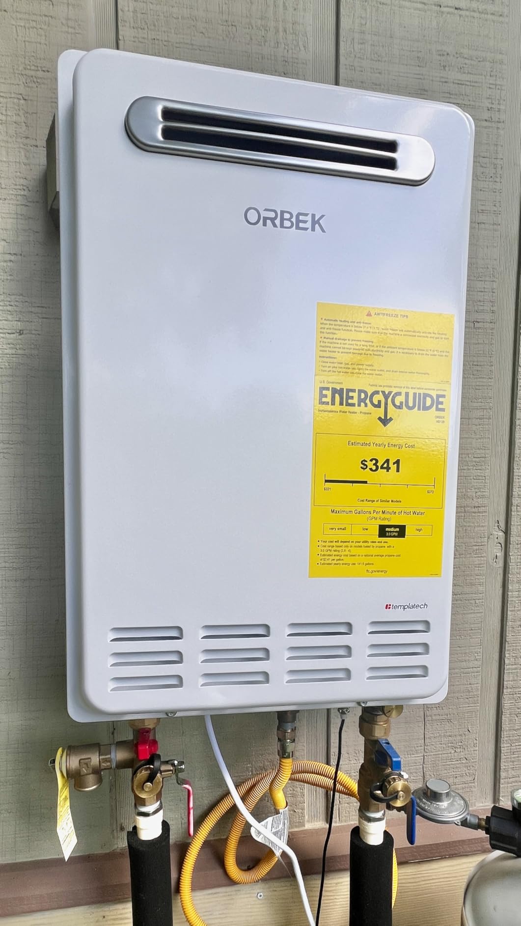 Orbek Propane Tankless Water Heater Gas Indoor On Demand CSA Certified | Max 4.3 GPM 100,000 BTU Instant Water Heater apartments cabins and utility rooms for 2-3 outlets points 7-Year Warranty customer photo 1