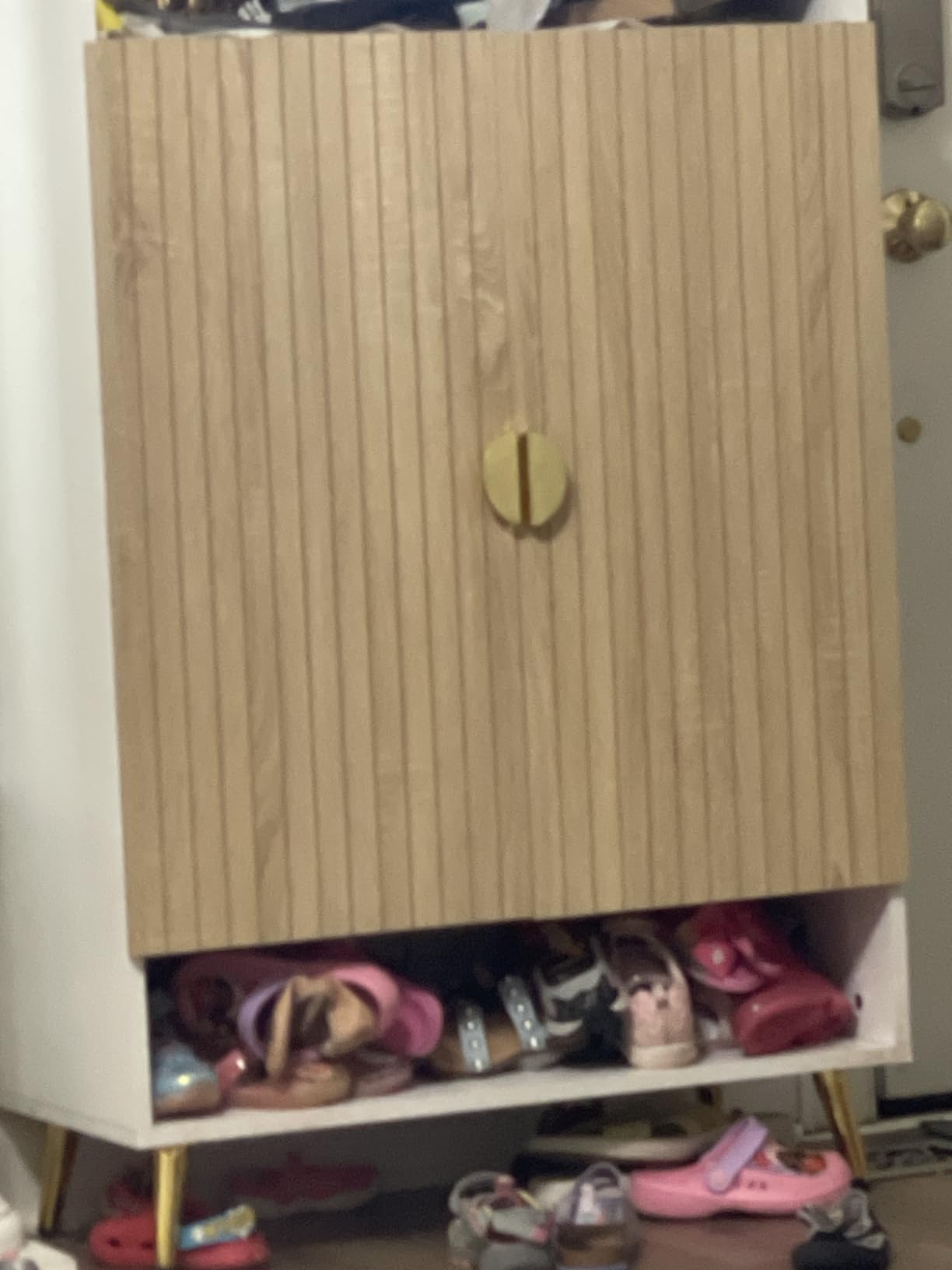 Tribesigns Shoe Cabinet with Doors, 6-Tier Shoe Storage Cabinet with Adjustable Shelves, Natural Wood customer photo 1
