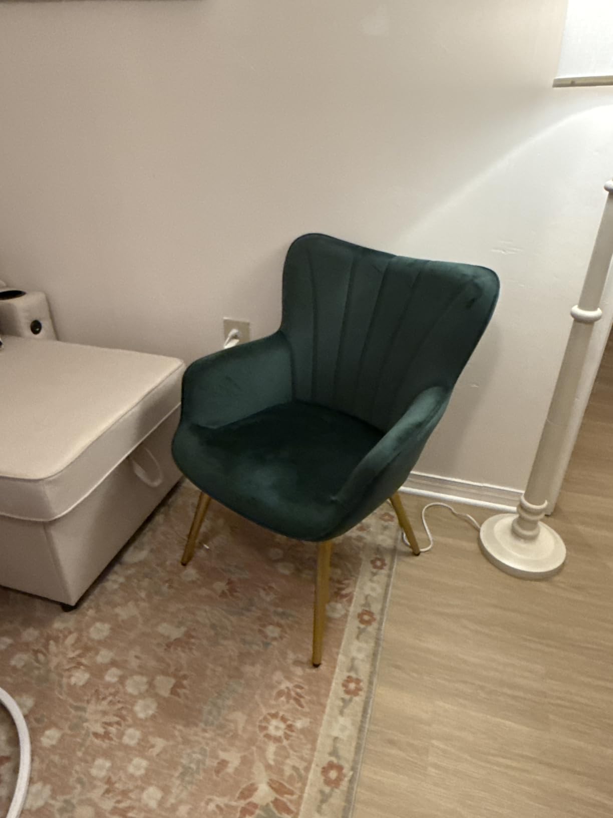Yaheetech Accent Chair, Upholstered Armchair with Metal Legs, Ivory - Boucle Fabric Reading Chair customer photo 1