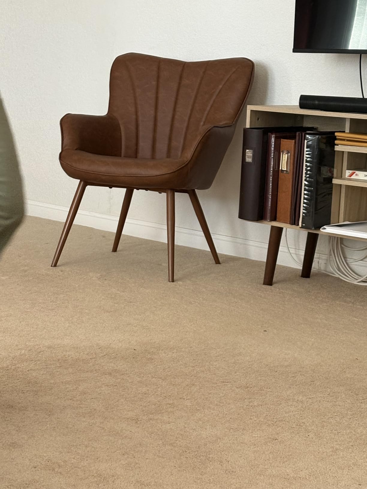 Yaheetech Accent Chair, Upholstered Armchair with Metal Legs, Ivory - Boucle Fabric Reading Chair customer photo 2