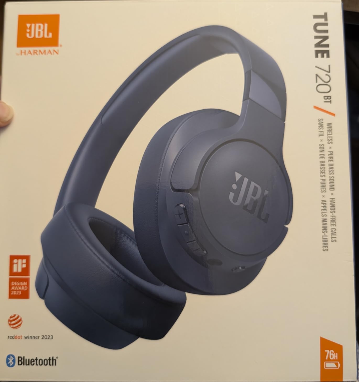 JBL Tune 720BT - Wireless Over-Ear Headphones - Blue, JBL Pure Bass Sound, Wireless Bluetooth 5.3, Hands-free calls with Voice Aware customer photo 2