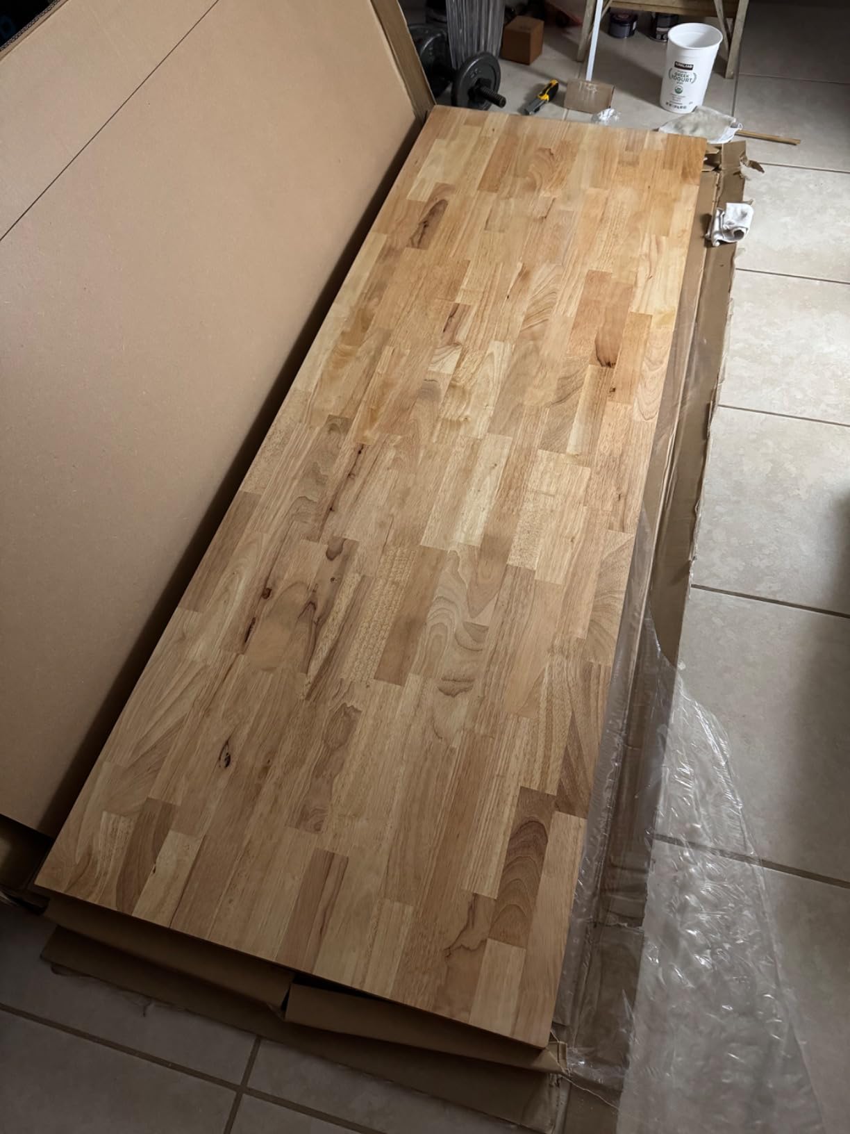 Bme Hevea Solid Wood Butcher Block Countertop, Wood Table Top, Butcher Block Desk Table Top for DIY Kitchen Island, Washer Dryer, or Workstation - Walnut - Finished - 60