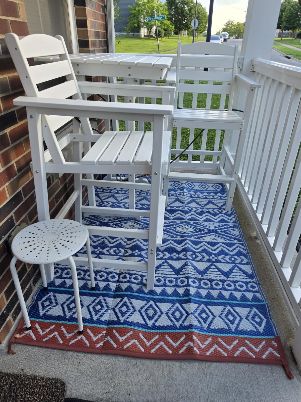 Kalafun Outdoor Rug 5x8 ft, Polypropylene UV-Stabilized Reversible Area Rug, Waterproof Non-Slip Indoor Outdoor Rug for Patio Deck RV Camping, Grey & White customer photo 2