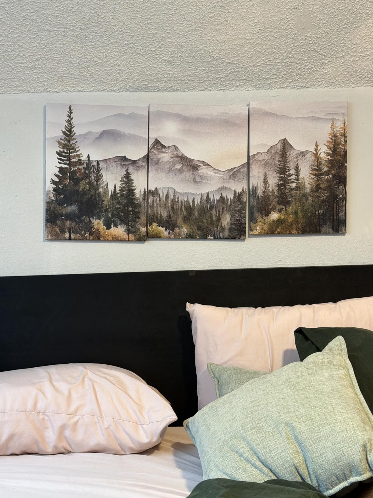 MHARTK66 Wall Art for Living Room Modern Wall Decor for Bedroom Office Decor Abstract Mountain Forest Landscapes Ink Painting 3 Piece Framed Canvas Art Prints Ready to Hang Wall Pictures Home Decor customer photo 2