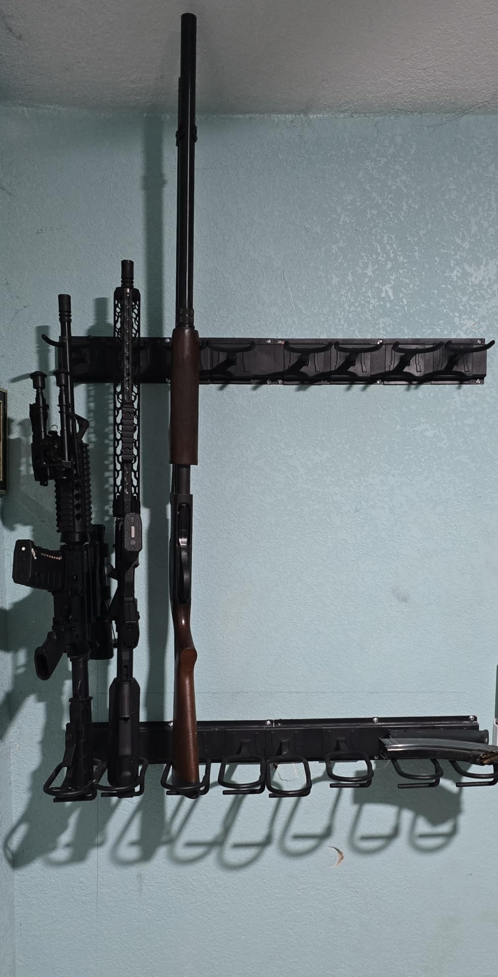 Gun Rack Wall Mount, Aluminium Alloy Gun Racks for Wall, Adjustable 4/8/12 Slot Indoor Gun Racks Securely Hold Shotguns Rifles Rack customer photo 2