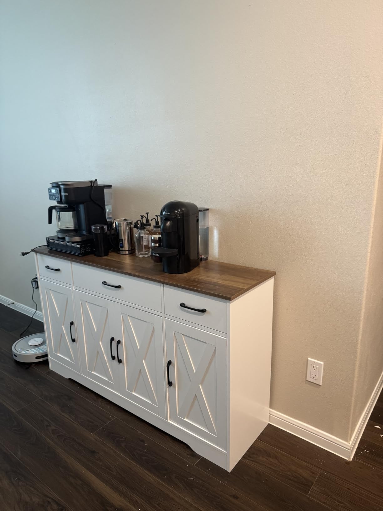HOSTACK Kitchen Buffet Sideboard Storage Cabinet, Coffee Bar Cabinet, Brown | 55