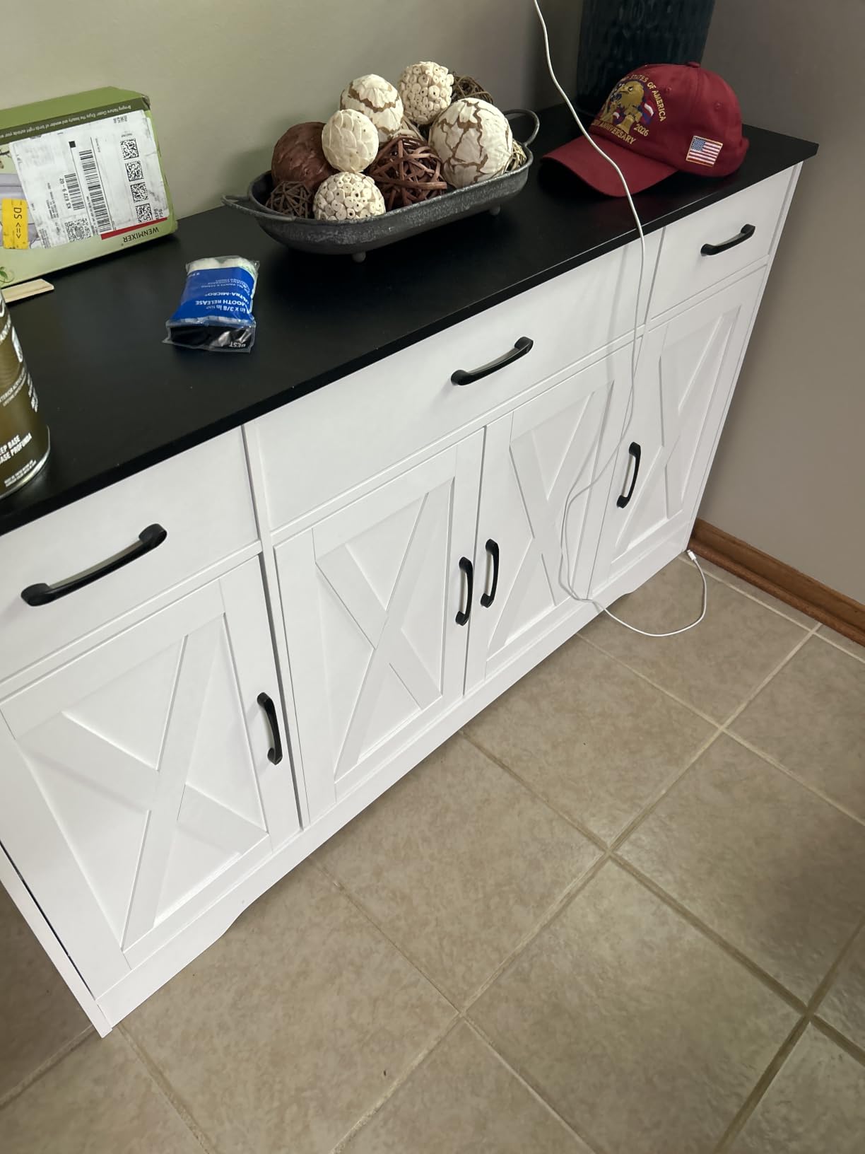 HOSTACK Kitchen Buffet Sideboard Storage Cabinet, Coffee Bar Cabinet, Brown | 55
