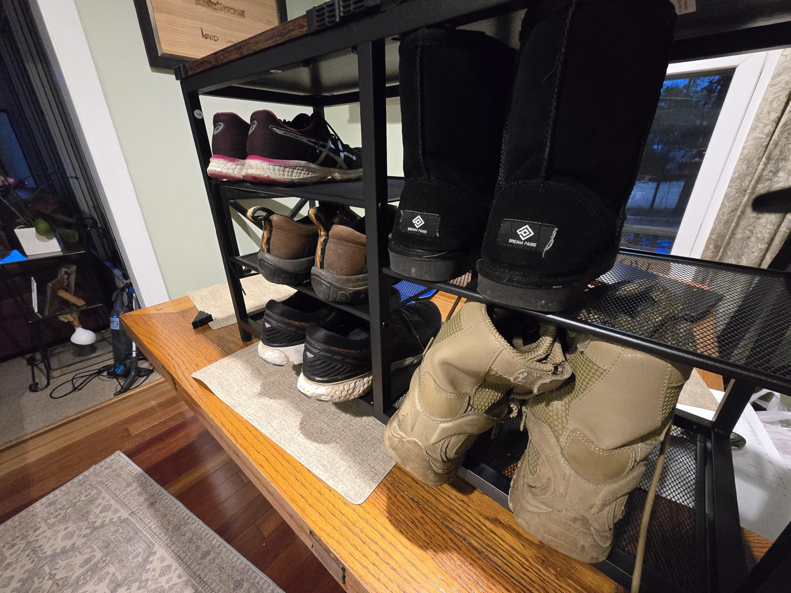 HOOBRO Shoe Bench, 5-Tier Shoe Rack Bench with Mesh Shelves, Shoe Organizer, Industrial Shoe Storage Bench for Entryway, Easy Assembly, 11 x 31.5 x 19.7 Inches, Rustic Brown and Black BF36HX01 customer photo 1