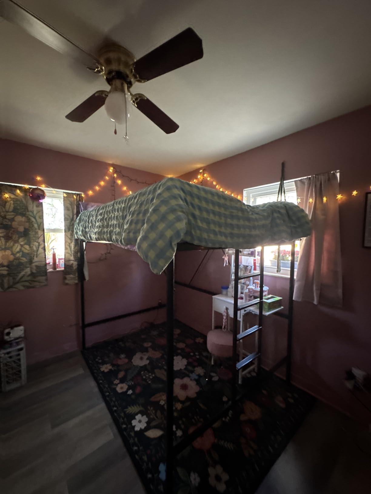 VINGLI Loft Bed Full Size with Flat Rungs for Adults, Kids and Young Teens, No Box Spring Required, Heavy Duty Metal Slat Support, Black customer photo 2