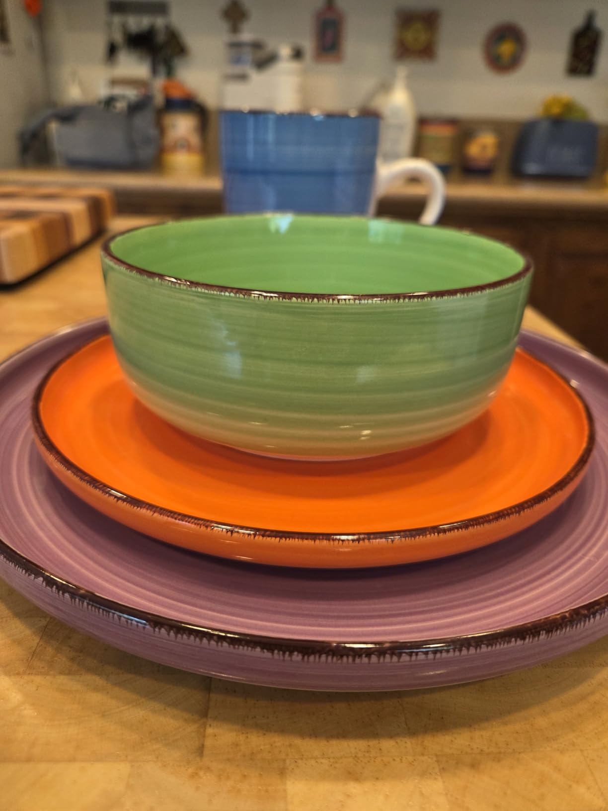 vancasso Bonita Blue Dinnerware Sets, Plates and Bowls Set for 4, 12 Pieces Stoneware Dinnerware Set, Dishwasher and Microwave Safe customer photo 2
