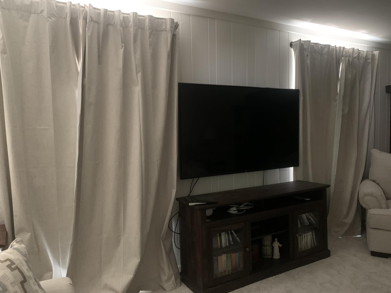 Cream Linen Blackout Curtains 84 Inch Length 2 Panels Set for Living Room Bedroom Back Tab Thermal Insulated 100% Black Out Drapes Room Darkening Window Curtain Ivory Natural Beige customer photo 2