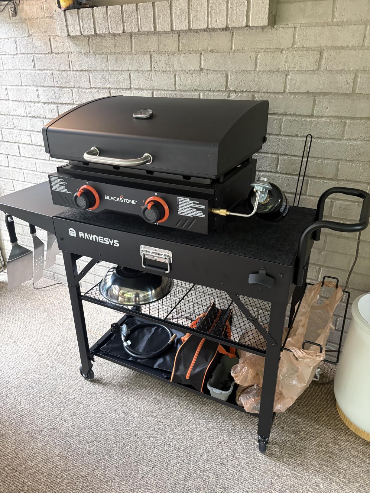 Raynesys 440lbs Outdoor Folding Grill Cart, Blackstone Griddle Stand | Griddle Table Stand for Onni, Food Prep Table with Wheels for Outdoor BBQ Camp Grill Stand, 31