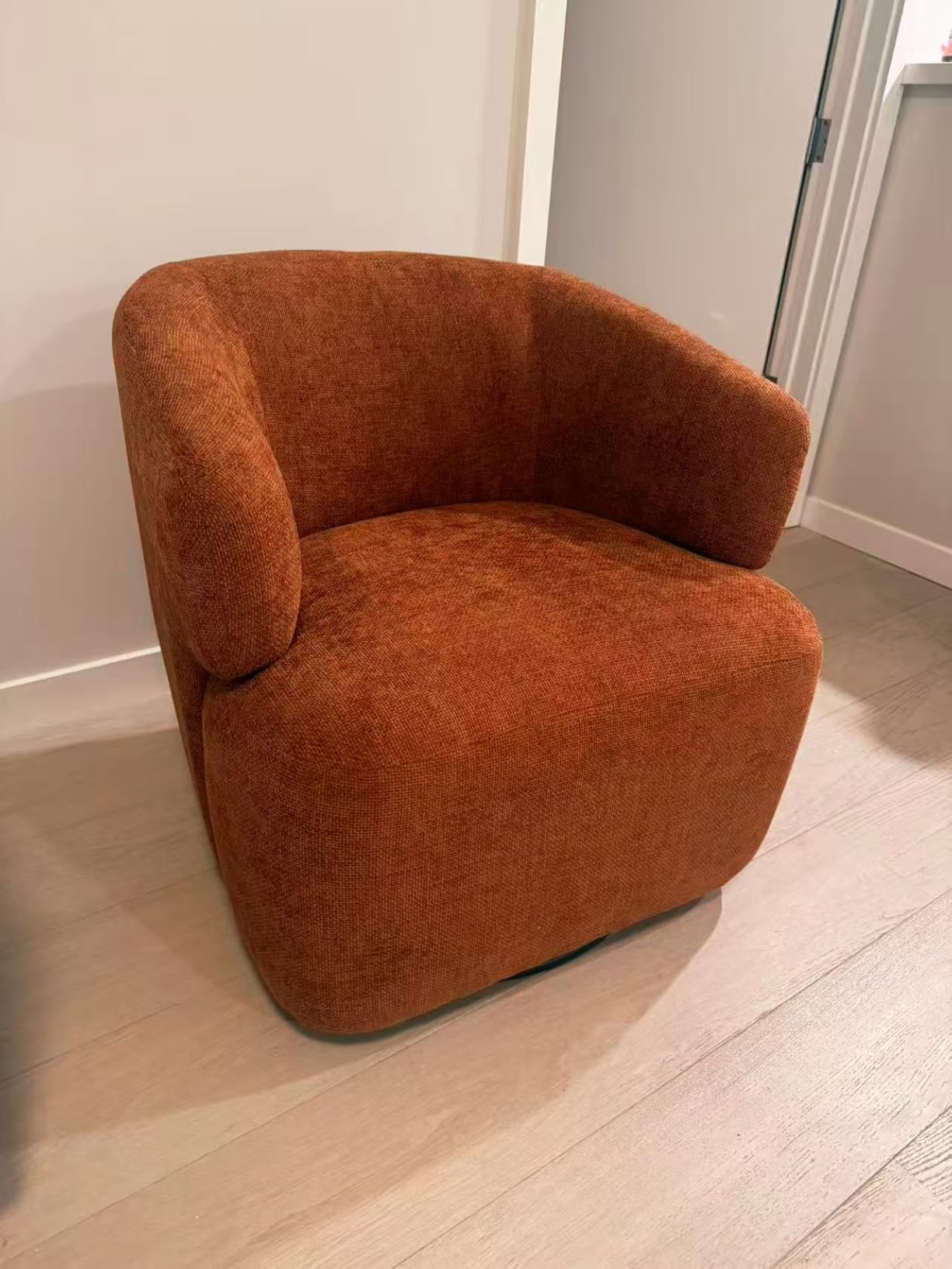 SOFTHION Swivel Accent Chair, Sherpa Teddy Barrel Chair, Beige Cream White - 360 Swivel Boucle Arm Chair with Curve Back customer photo 1