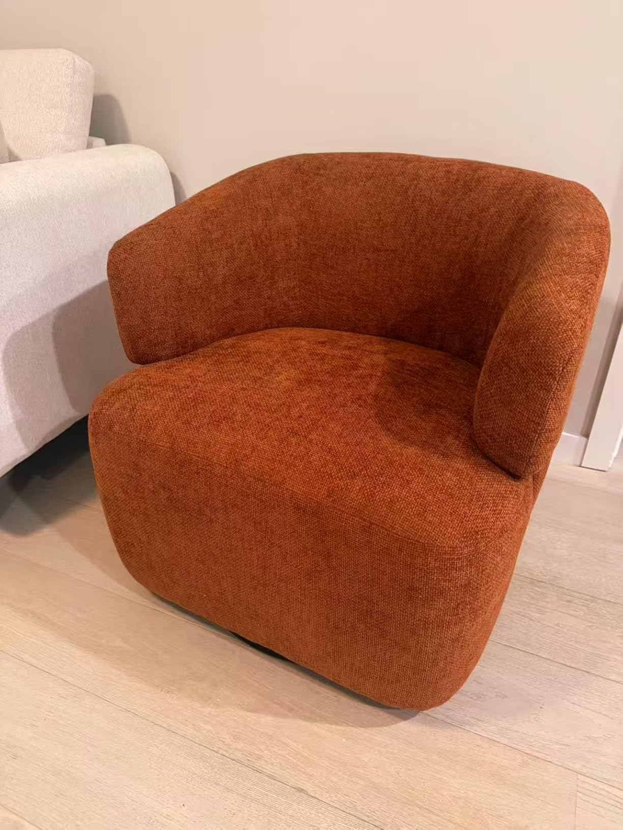 SOFTHION Swivel Accent Chair, Sherpa Teddy Barrel Chair, Beige Cream White - 360 Swivel Boucle Arm Chair with Curve Back customer photo 2