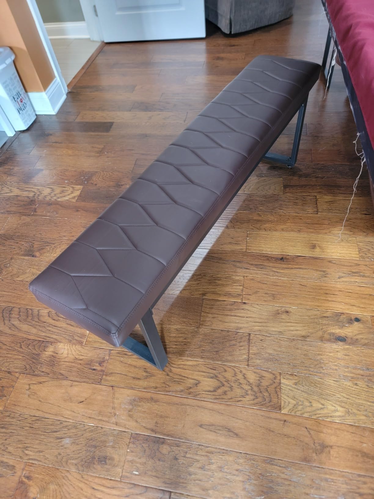 STHOUYN Black Faux Leather Benches Set of 2, 58 Inch Padded Seats for Dining Room, Kitchen, Entryway customer photo 2