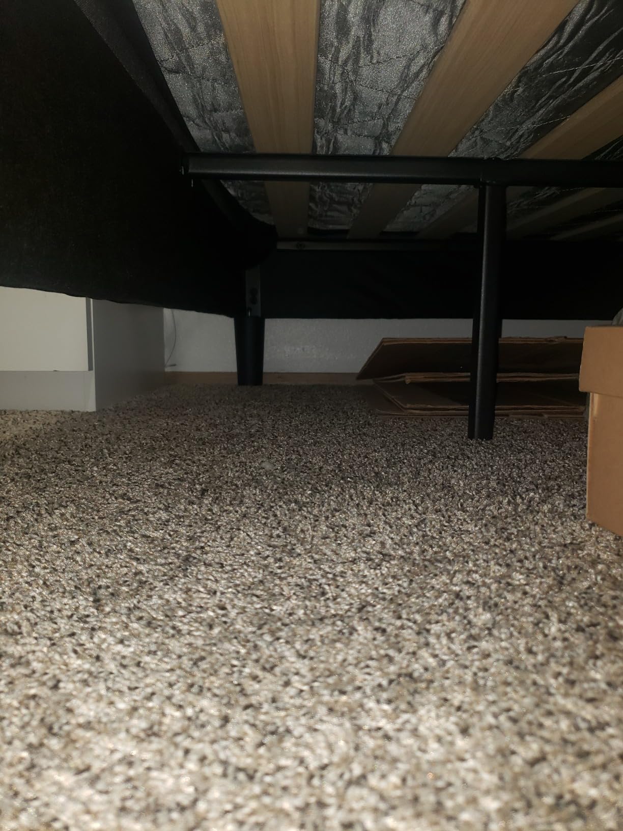 Zinus Curtis Upholstered Platform Bed Frame, Mattress Foundation, Wood Slat Support, No Box Spring Needed, Eco Friendly WonderBox (TM) Packaging, Dark Grey, Full customer photo 1