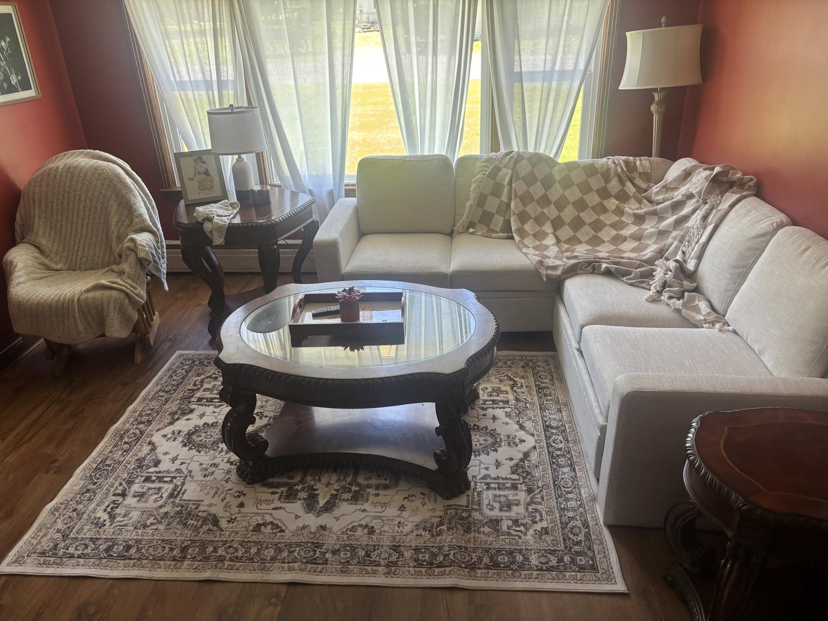 HONBAY Sectional Sleeper Sofa with Pull Out Bed, L Shaped Couch with Storage Seat, Modular Sectional Couches for Living Room, Dark Grey customer photo 1