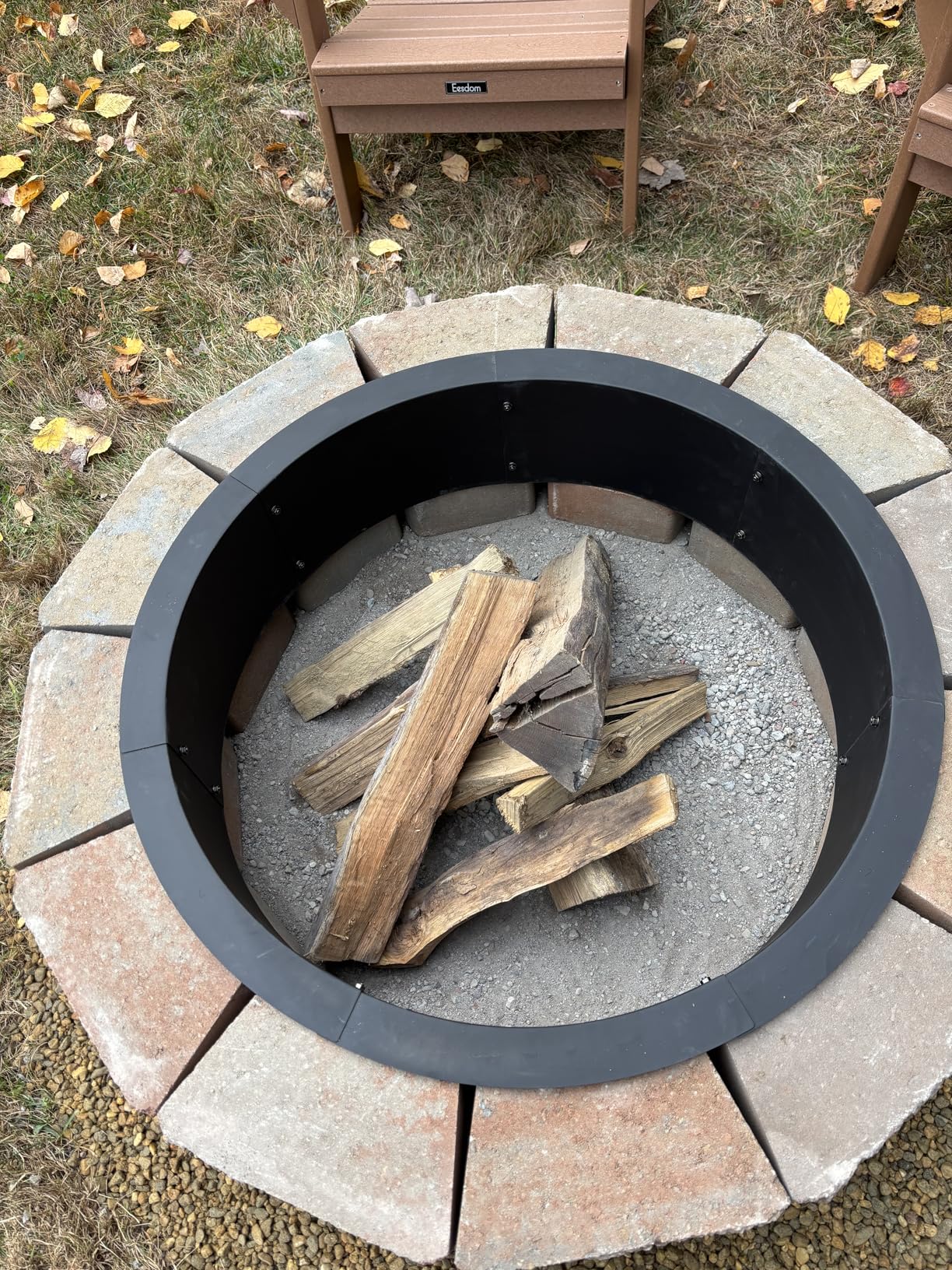Koutemie Outdoor Smokeless Fire Pit Ring Liner 40-Inch Outer/36-Inch Inner Diameter, Heavy Duty Solid Metal Steel Round Firepit Rim Insert for Outside DIY Campfire Ring Above or In-Ground, Black customer photo 2