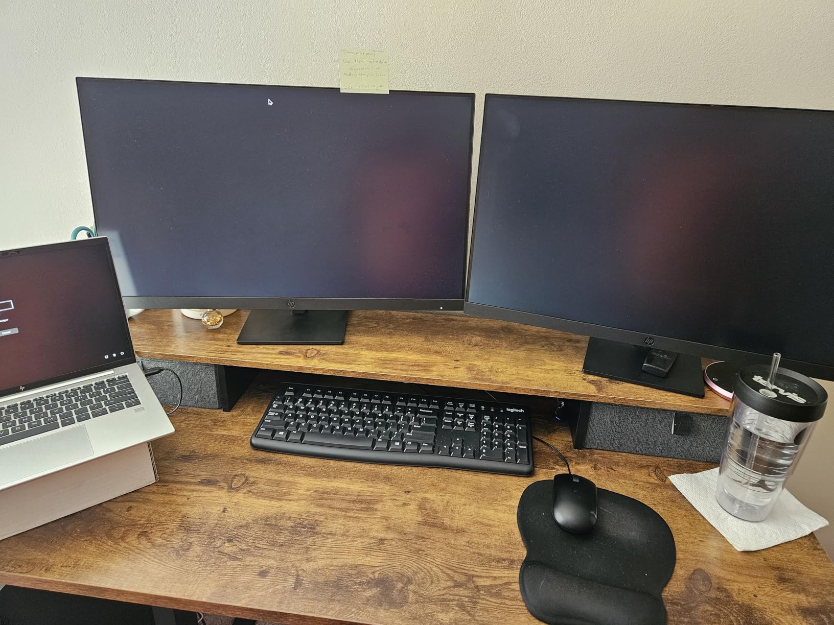 Agilestic 48 x 24 Inches Electric Standing Desk with 2 Storage Drawers, Adjustable Height Sit and Stand Computer Table with Splice Board, Rustic Brown customer photo 2