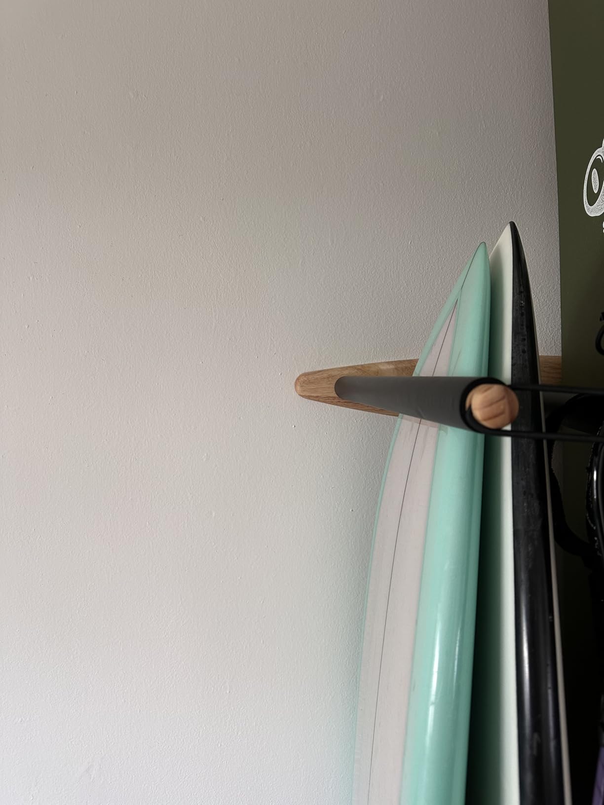 Vertical Surfboard Rack - Surf Racks for Wall (6 arms / 5-6 boards) | Includes Thick Rubber Mat to Protect your Boards, Sustainable Hardwood, Standing Surf Board Rack, Surfboard Storage Holder customer photo 2