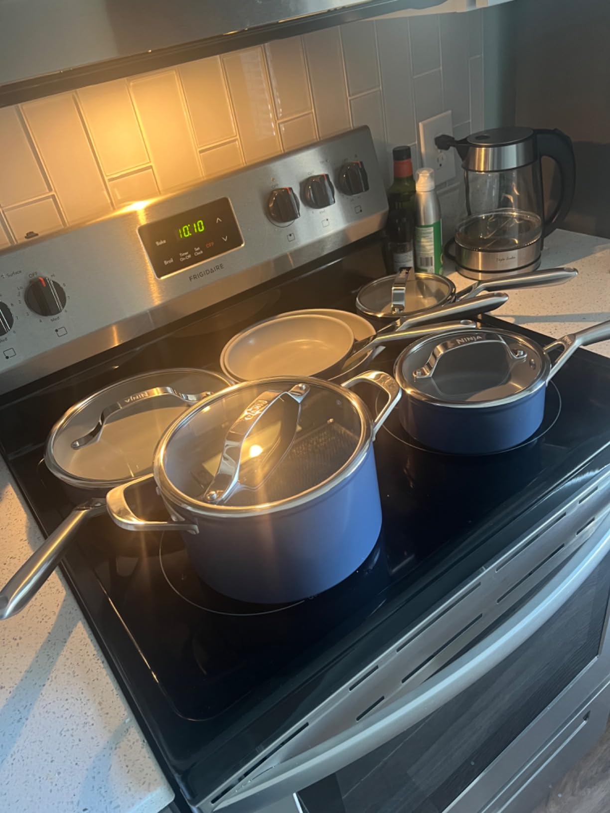 Ninja Ceramic Pro 10-Pc Cookware Set, PFAS-Free, Midnight Blue, CW39010MM | Titanium-infused ceramic, 10-year nonstick guarantee. No lead, cadmium. All stovetops & induction compatible. Broil to 550°F. customer photo 1