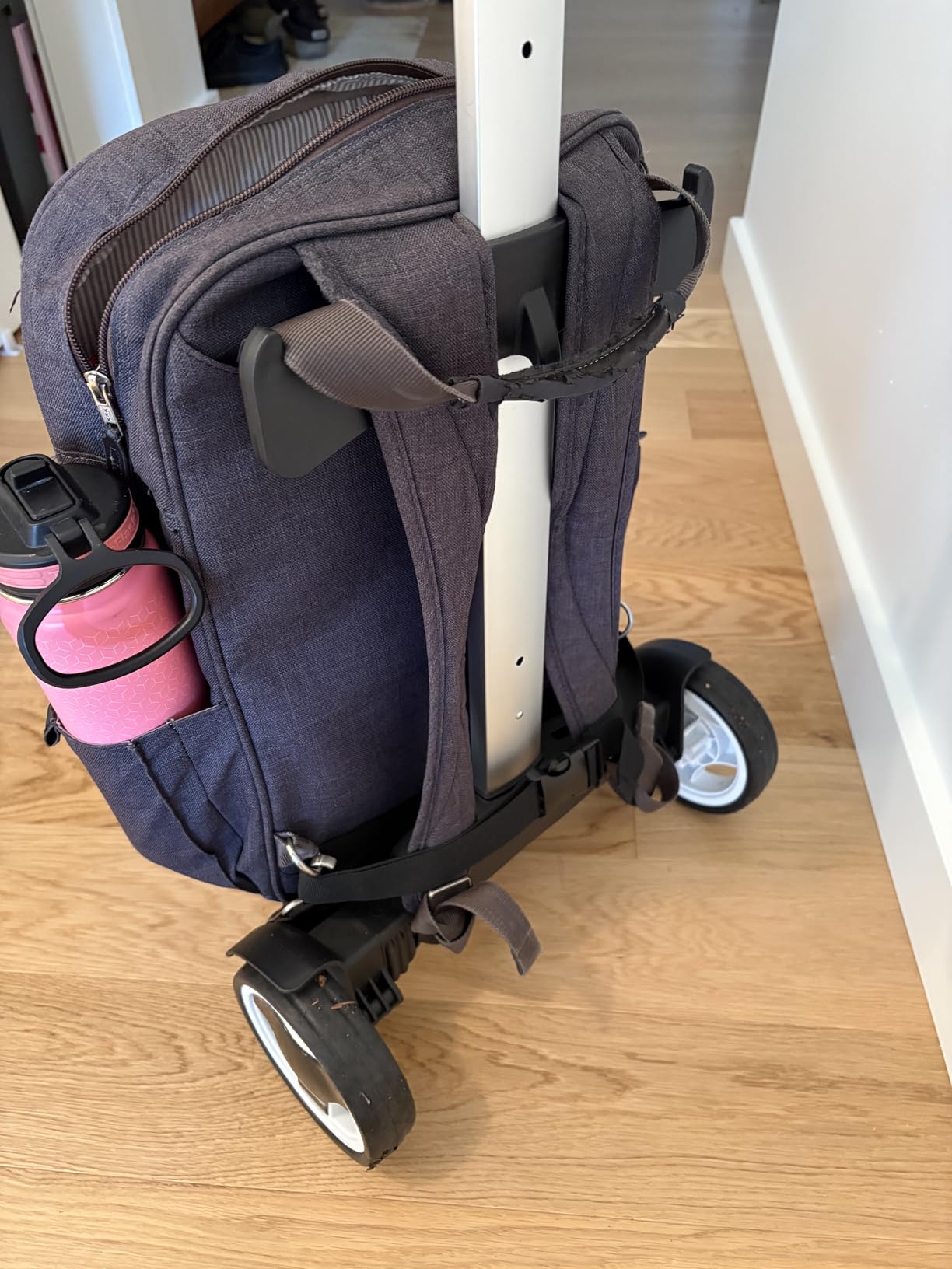 Backpack Trolley, Rolling Backpack Cart with Quiet Wheels, Luggage Cart | Folding backpack cart with luggage strap for backpacks, luggage, work bags, disc golf bags, travel and daily use customer photo 1