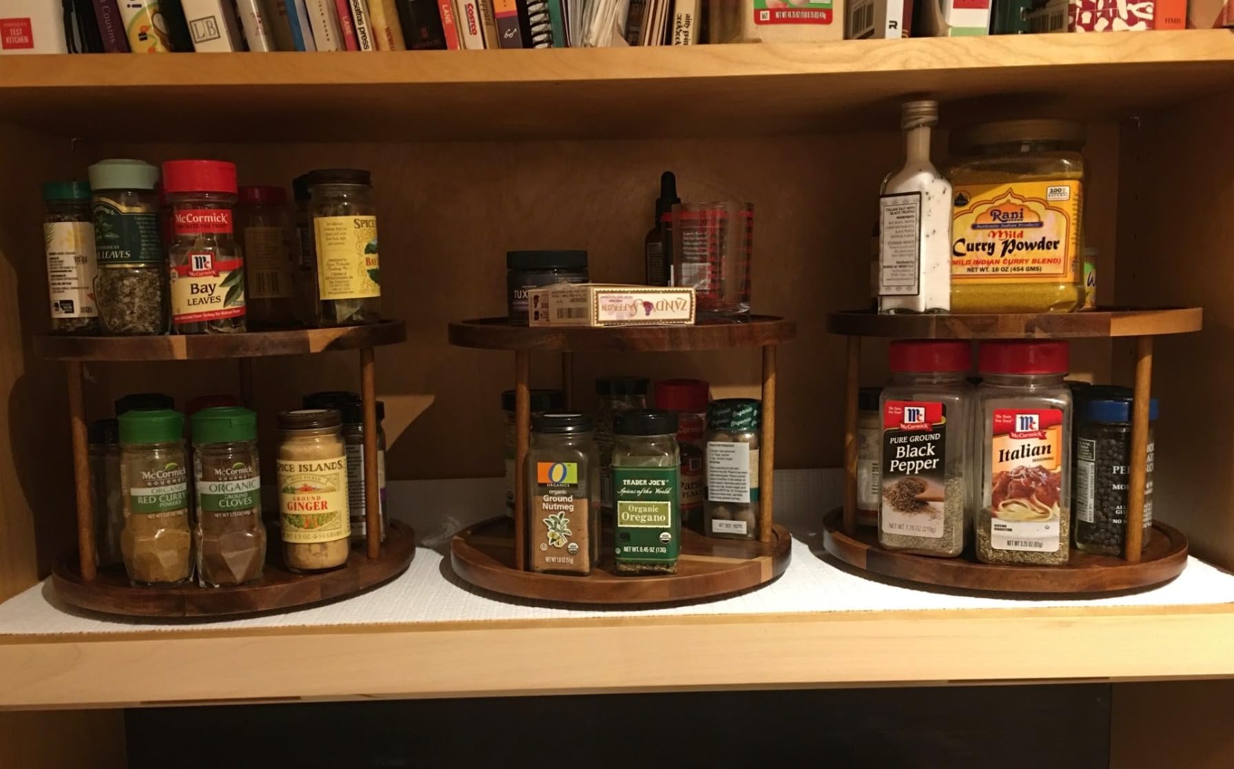 14 inch Two-Tier Acacia Wood Lazy Susan Organizer Kitchen Turntable for Cabinet Pantry Table Organization customer photo 2