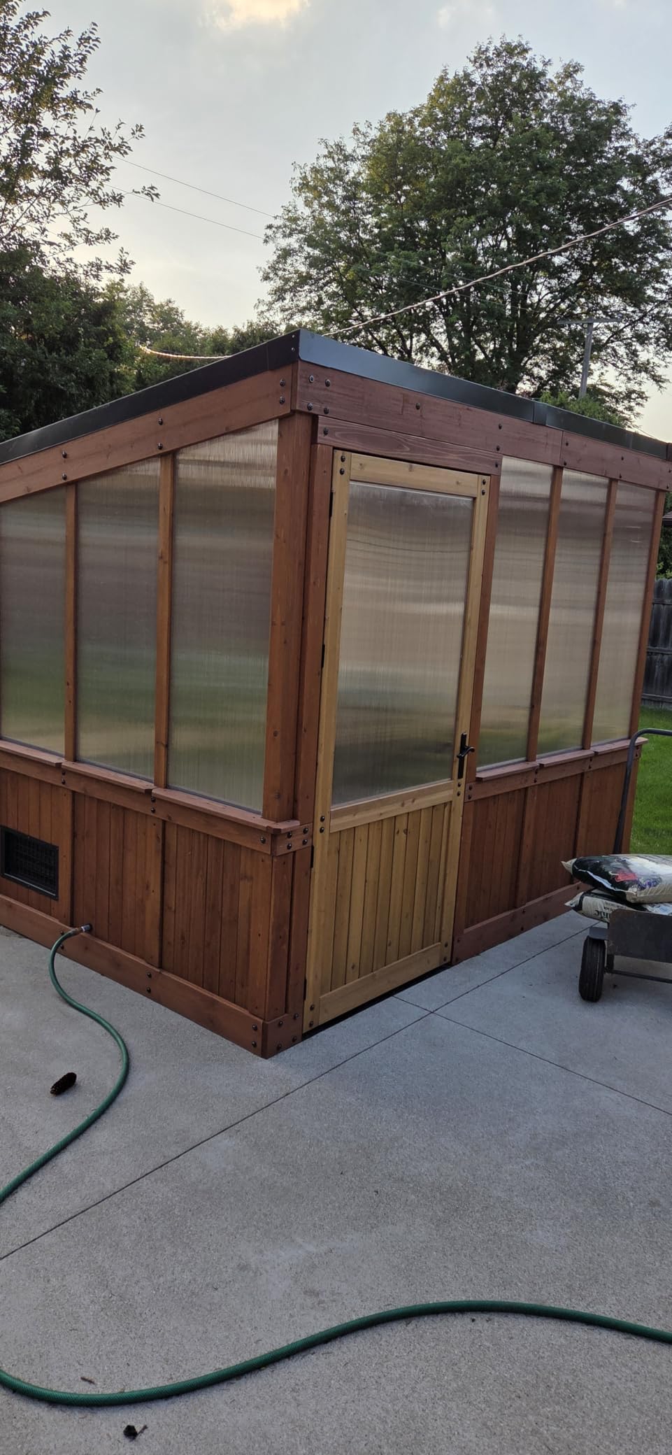 Backyard Discovery Willow 9' x 6' White Cedar Wood and Polycarbonate Walk-in Greenhouse Kit with Exhaust Fan, Windows, Hose Hook-Ups, PowerPort, Staging Shelves for Year-Round Outdoor Gardening customer photo 2