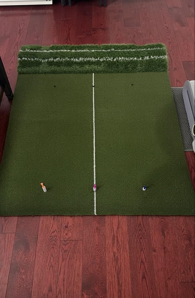 Premium Dual-Turf 5x4ft Golf Mat: 21MM to 50MM High-Elasticity Base Upgraded Golf Hitting Mat, Alignment & Angle of Approach Aid, Indoor/Outdoor Practice, Green,Ideal Gifts for Men Him Dad Husband customer photo 1