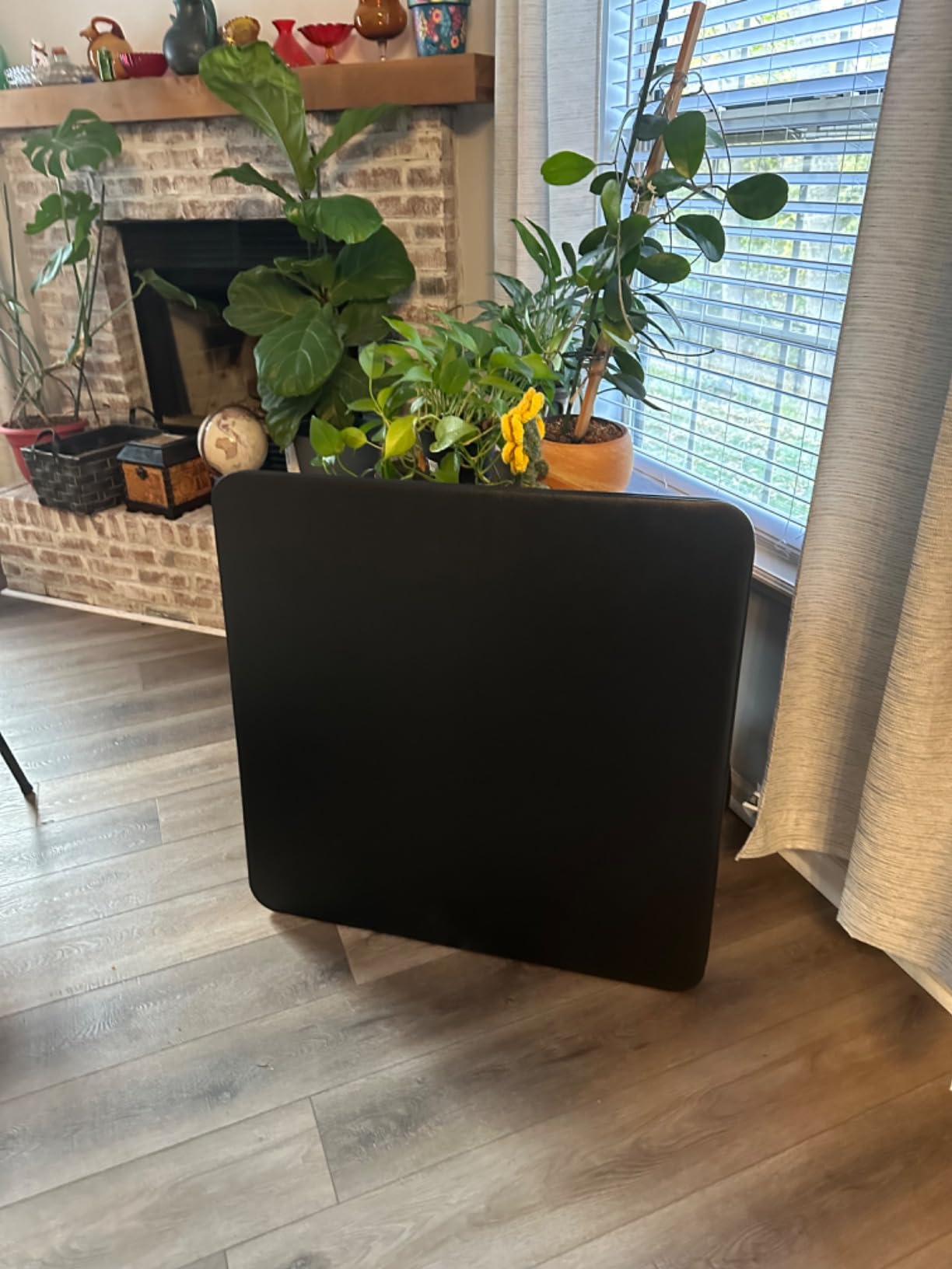 VECELO Folding Card Table and Chair Set of 5 Portable with Padded Tabletop, No Assembly Required, Black customer photo 1